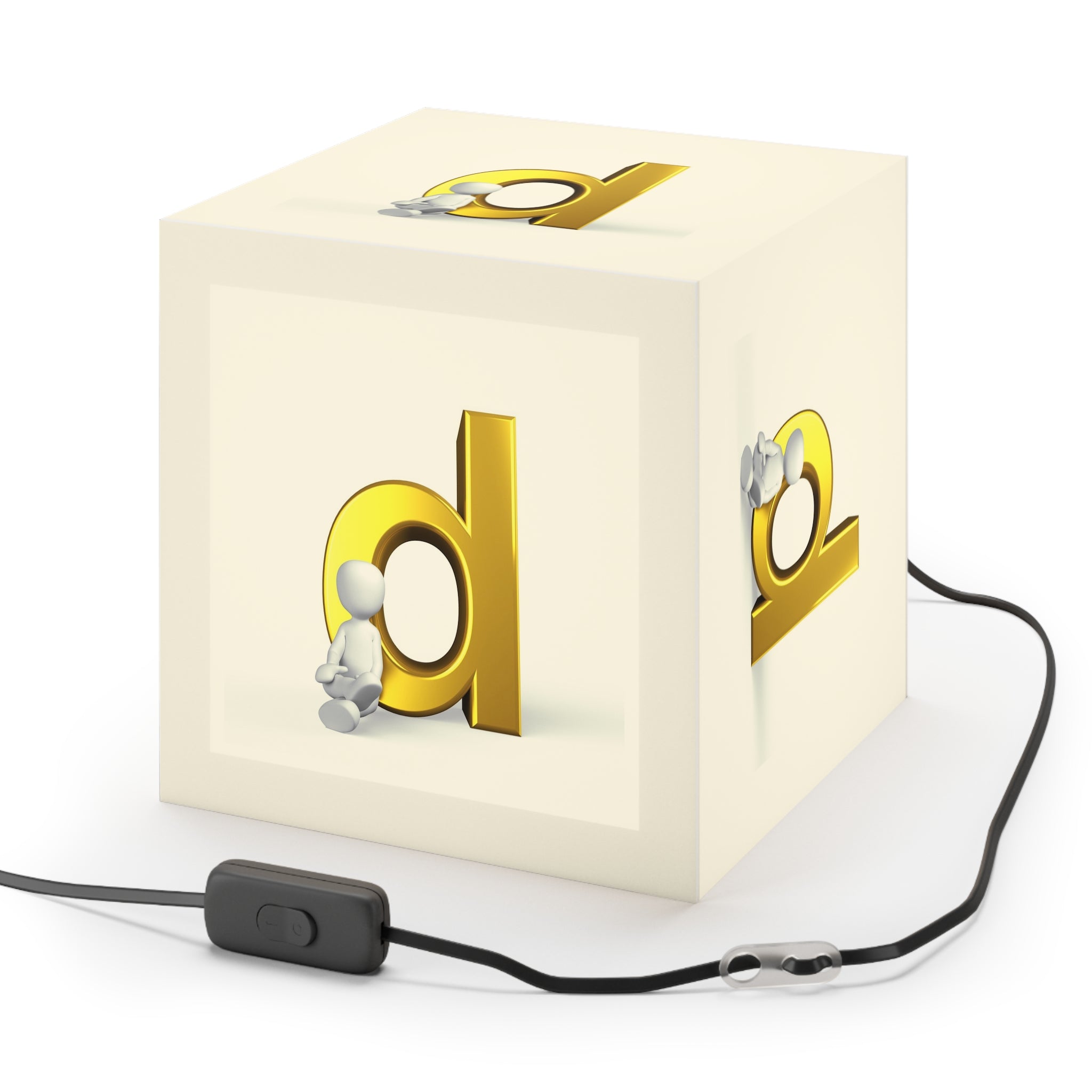 Gold Letter D Light Cube Lamp | Alphabet Initial Night Light