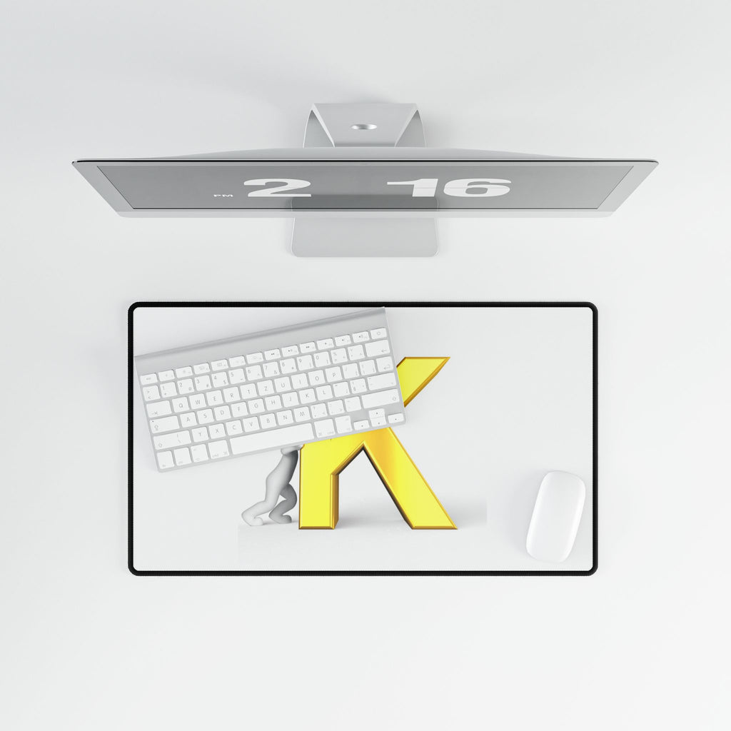 Yellow Letter K Illustration Desk Mat | Monogram Initial Mousepad