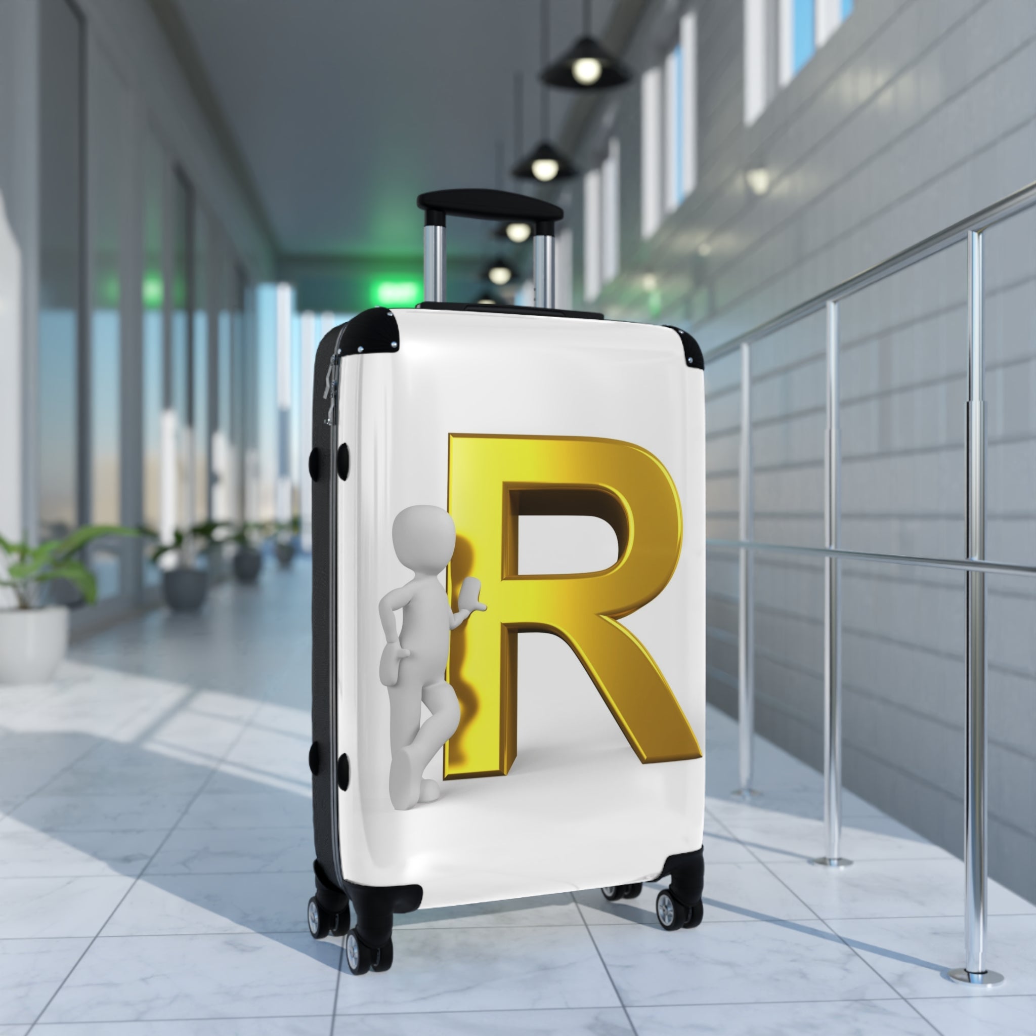 Gold Letter R Monogram Suitcase | Initial Luggage Cover