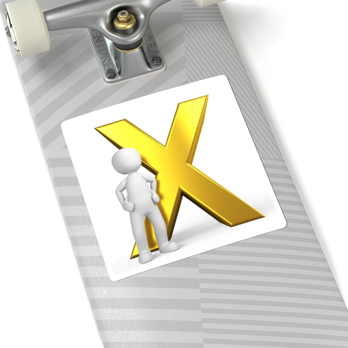 Gold X with 3D Stick Figure Sticker, Kiss-Cut Sticker