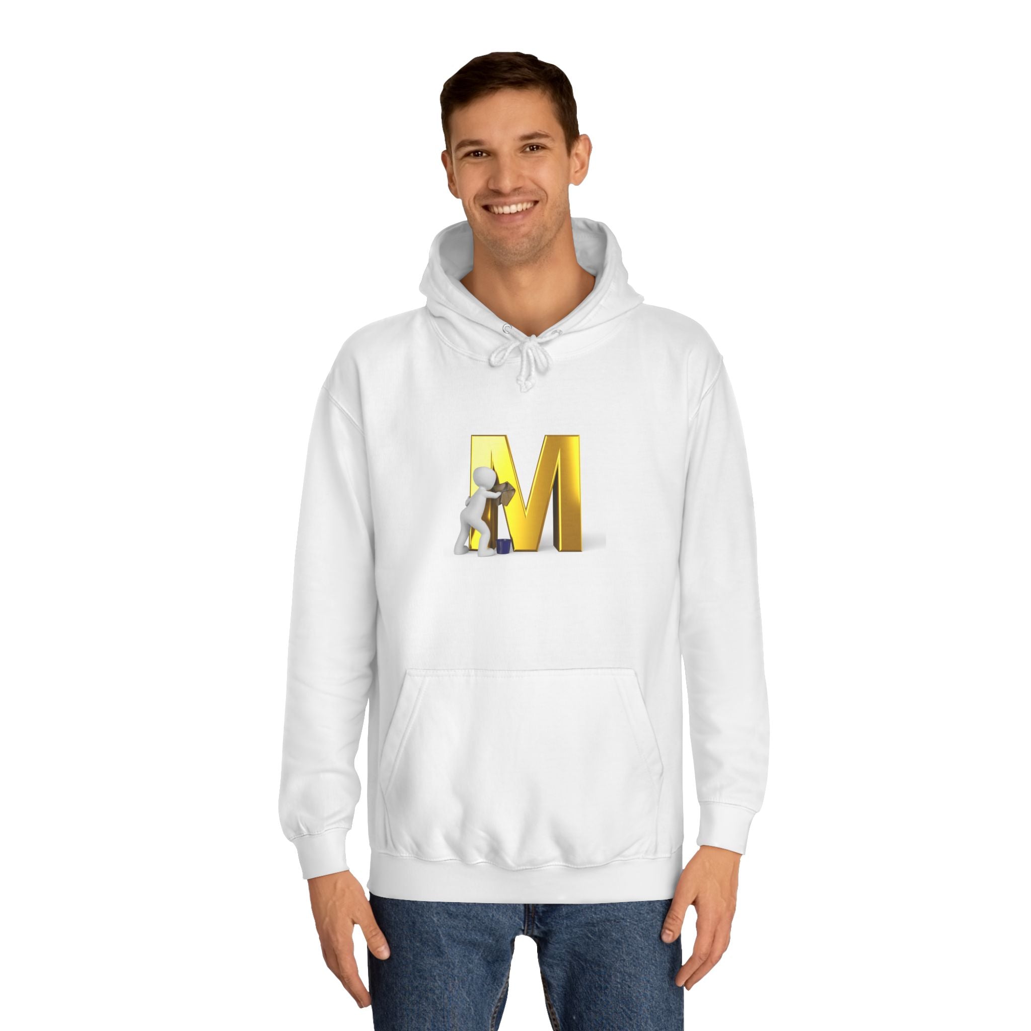 Gold Letter M with Figure Hoodie | Monogram Initial M Sweatshirt