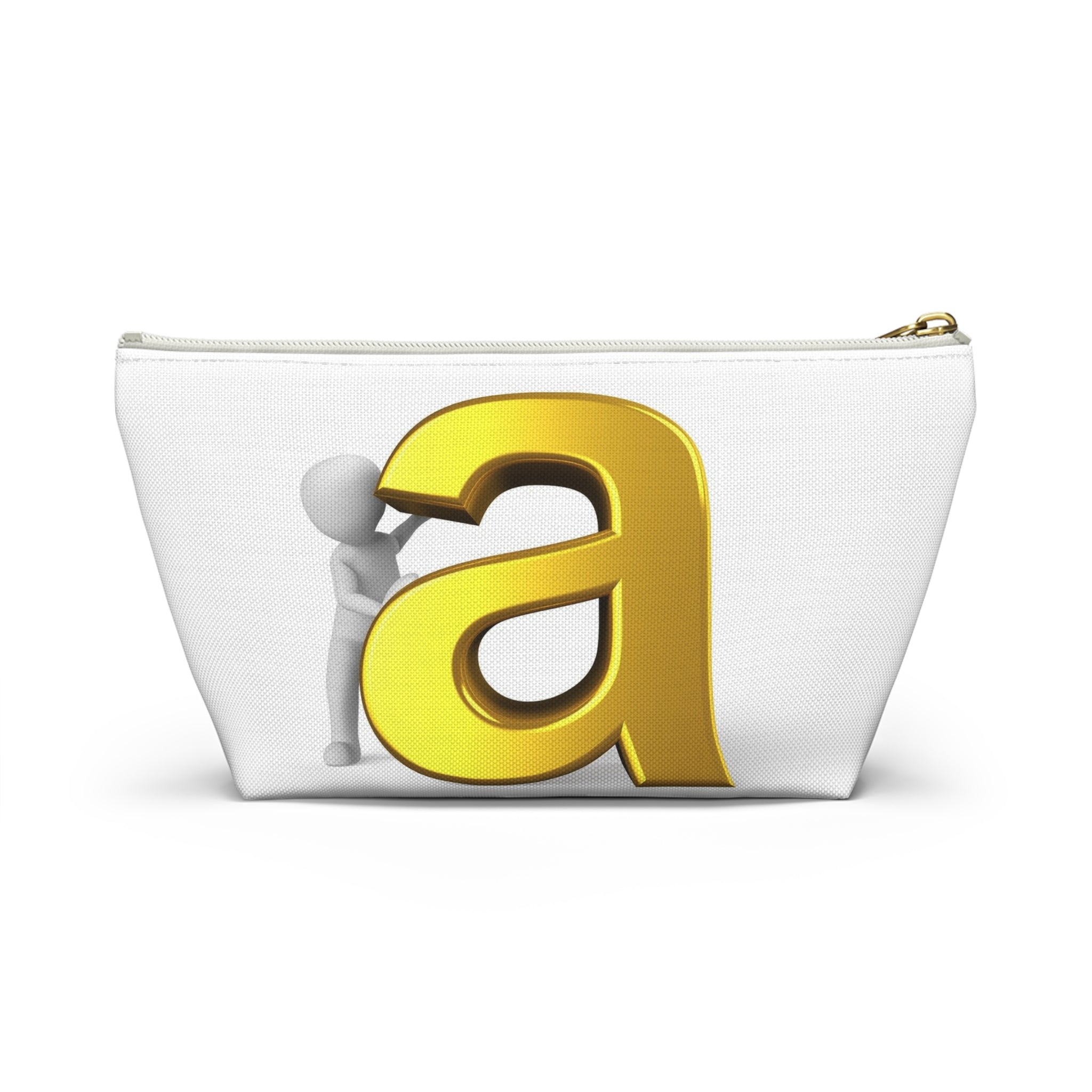 Gold Letter A Monogram Accessory Pouch | T-Bottom Makeup Bag