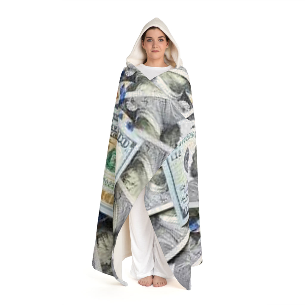 US Dollar Money Print Hooded Blanket | Sherpa Fleece Hooded Blanket