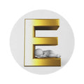 Gold 3D Letter E with Sleeping Figure Round Rug | Monogram Initial Decor
