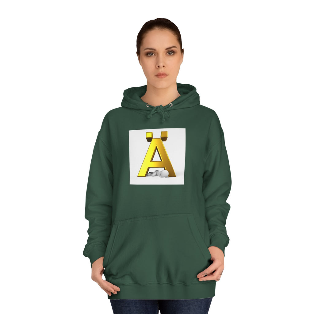 Gold Letter Ä Hoodie | 3D Metallic A with Rocks