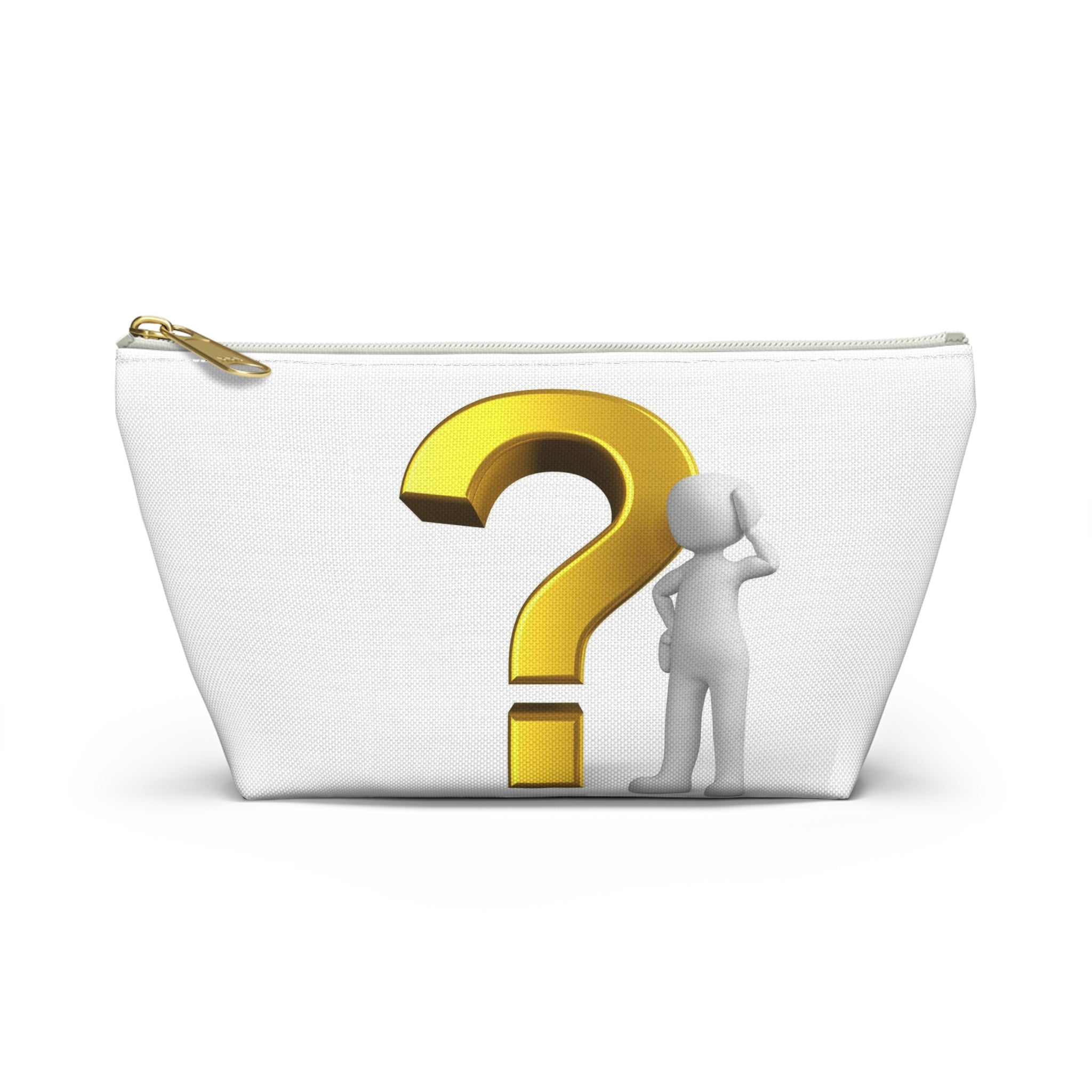 Gold Question Mark with Thinking Figure Accessory Pouch