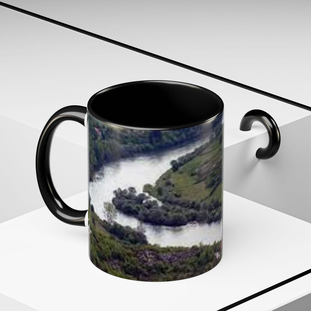 Riverside Landscape Coffee Mug | Accent Black Handle and Rim