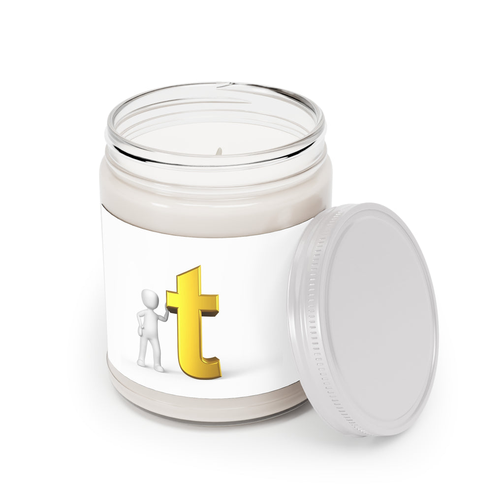 Yellow Letter T Illustration Candle | 9oz Soy Candle with White Lid