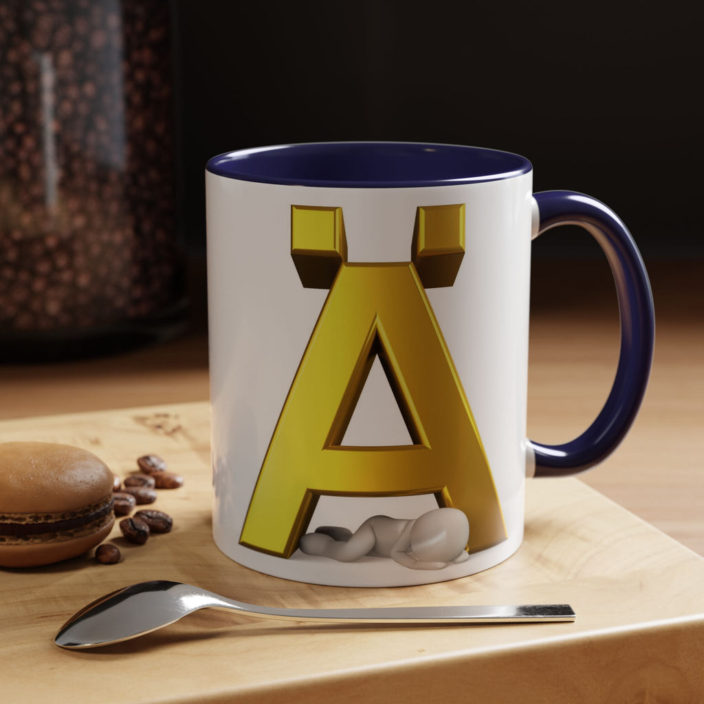 Gold 3D Letter Ä Accent Coffee Mug 11oz 15oz | Monogram Initial Ceramic Mug
