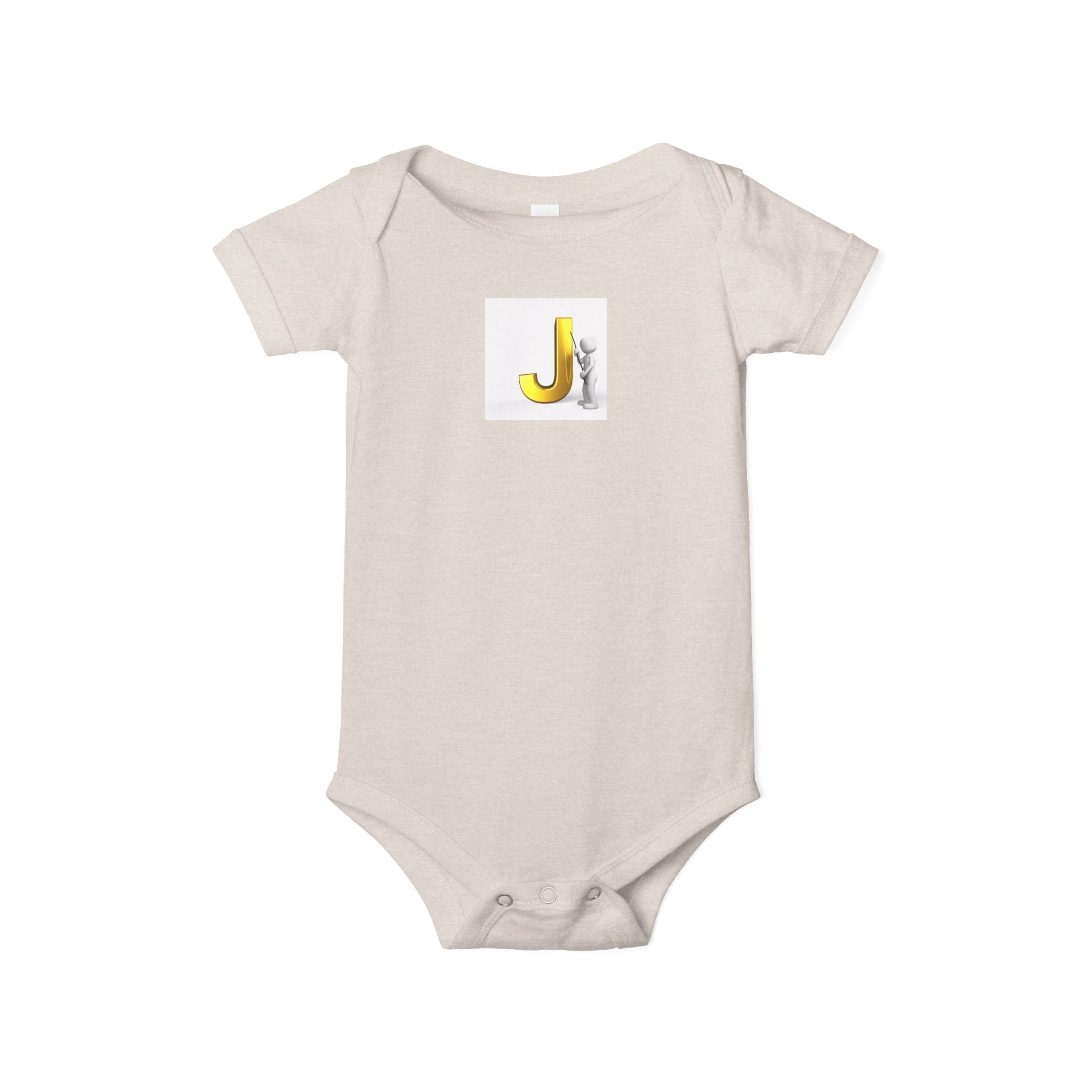 Lettre jaune J avec grenouillère bébé paresseux | Body bébé