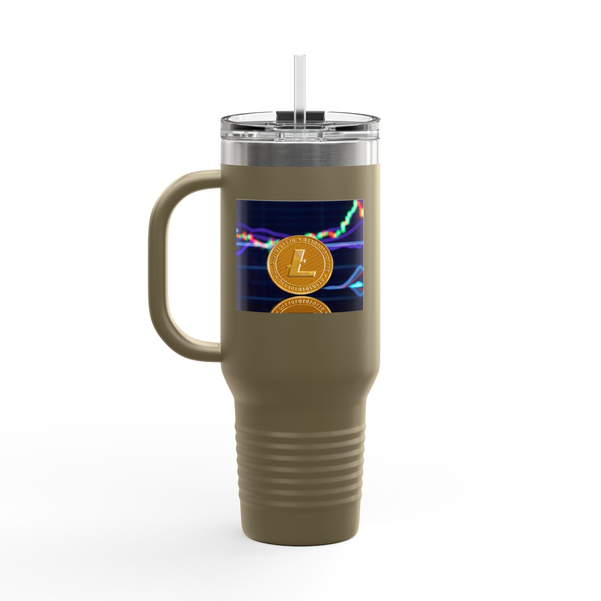 Litecoin Crypto Coin with Price Chart Tumbler | 40oz Insulated Travel Mug