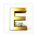 Gold 3D Letter E with Sleeping Figure Sticker