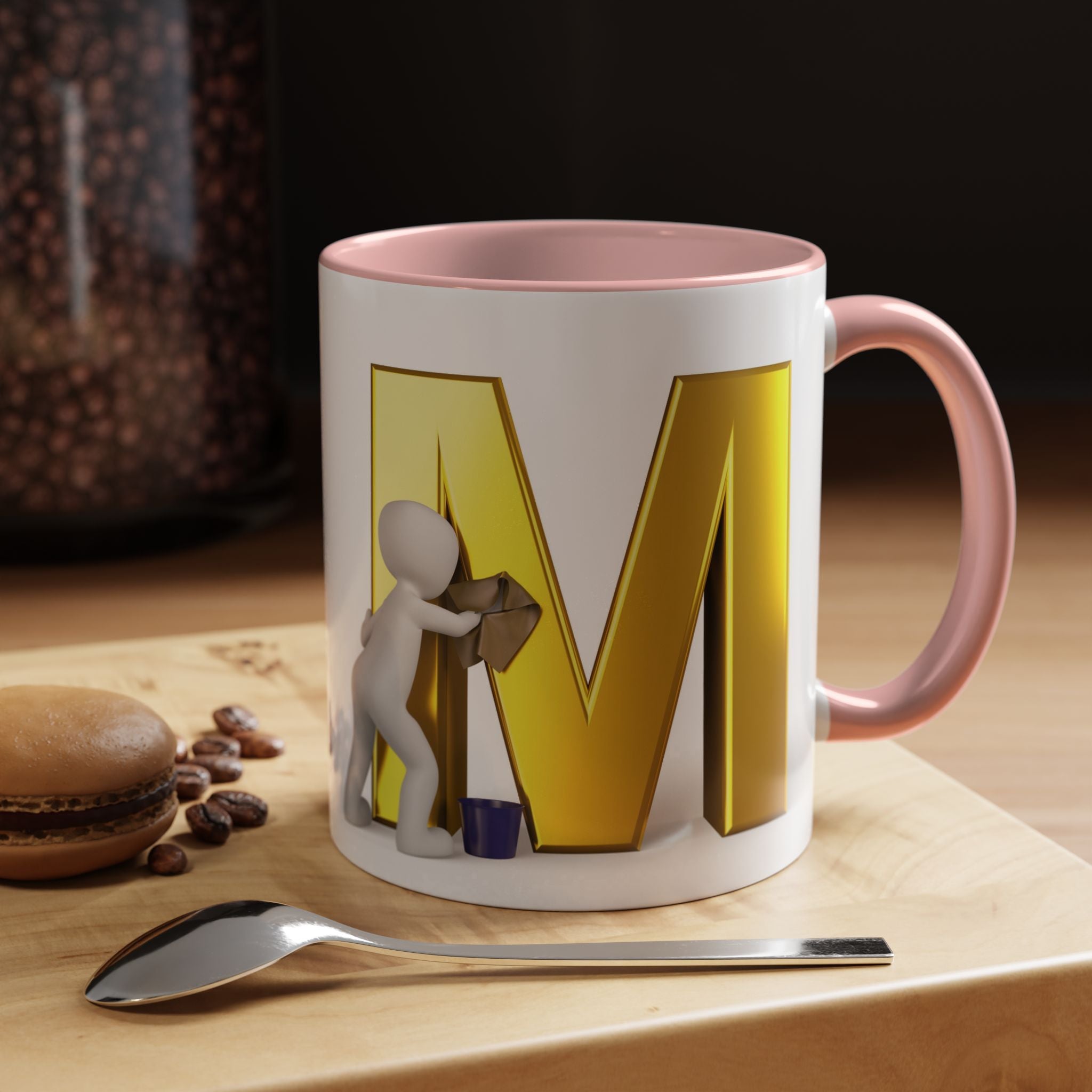 Goldfarbene Buchstabe M mit Farbklecks-Akzent Tasse | Kaffeetasse