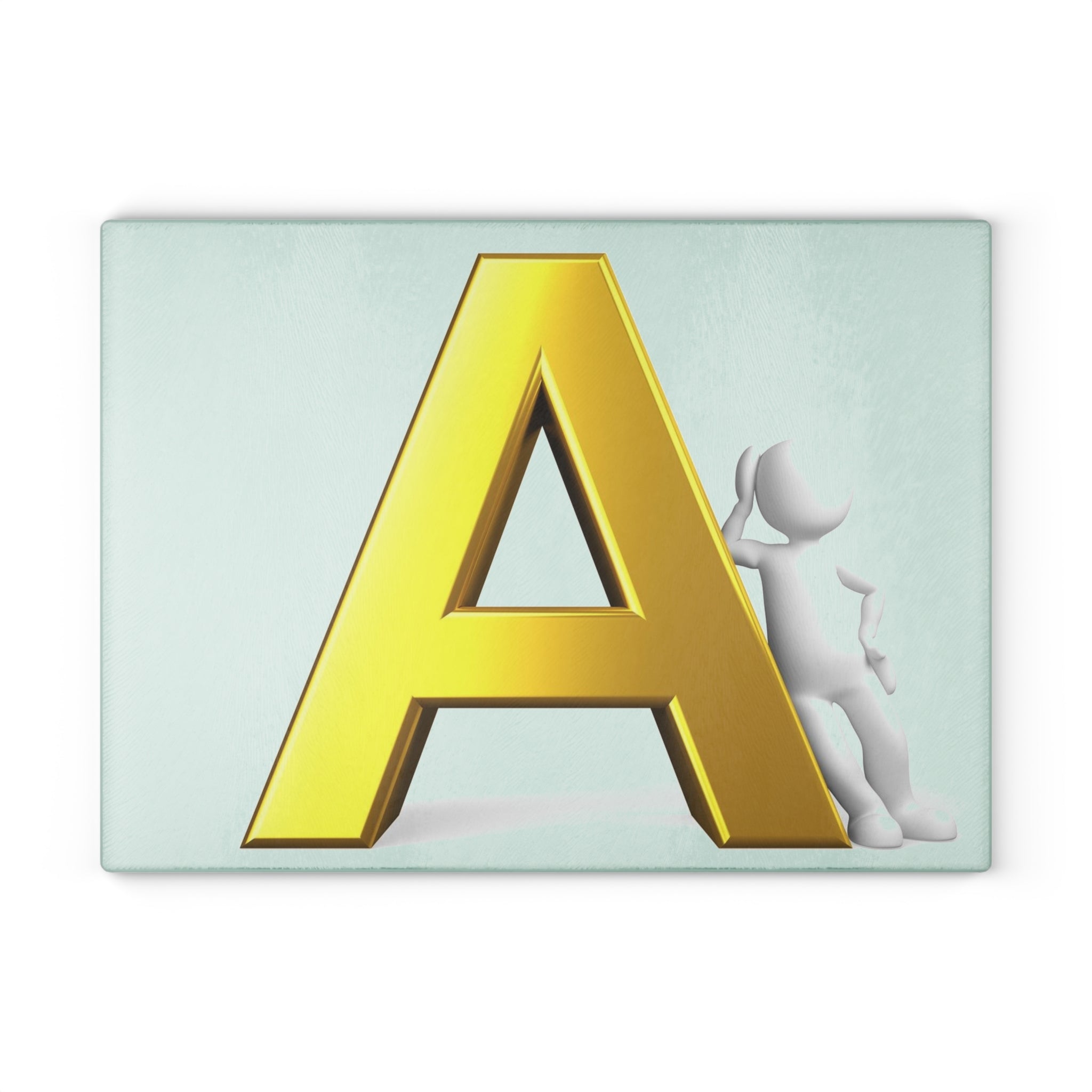 Gold Letter A Glass Cutting Board | Monogram Initial Kitchen Decor