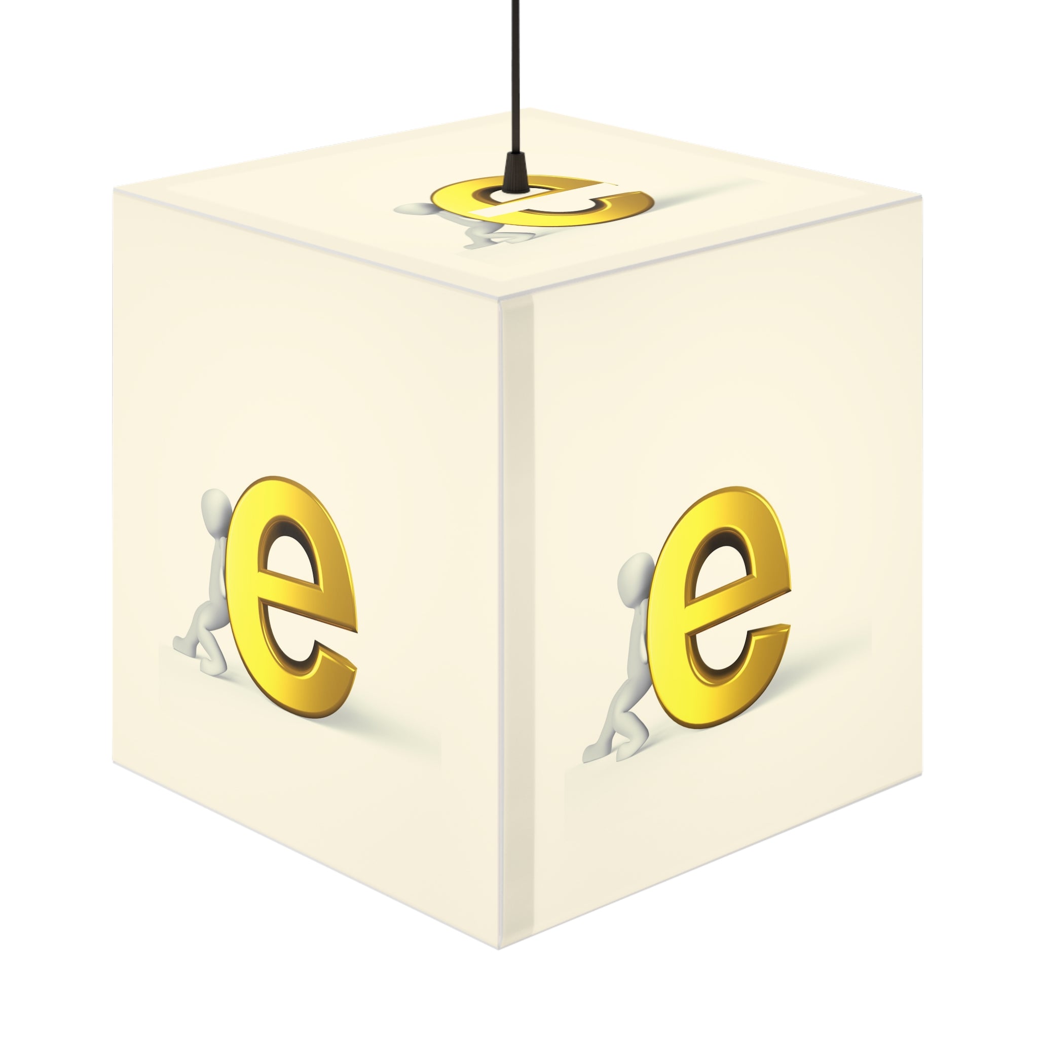 Lampe cube lettre E dorée, lampe cube lumineuse | Veilleuse de chambre d'enfant alphabet