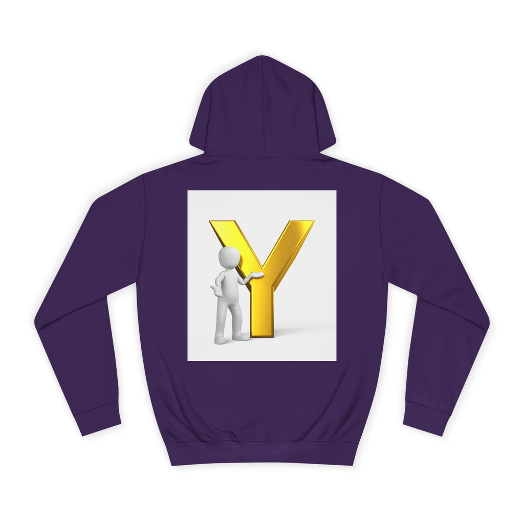 3D Gold Letter Y with Figure Hoodie | Initial Monogram Sweatshirt