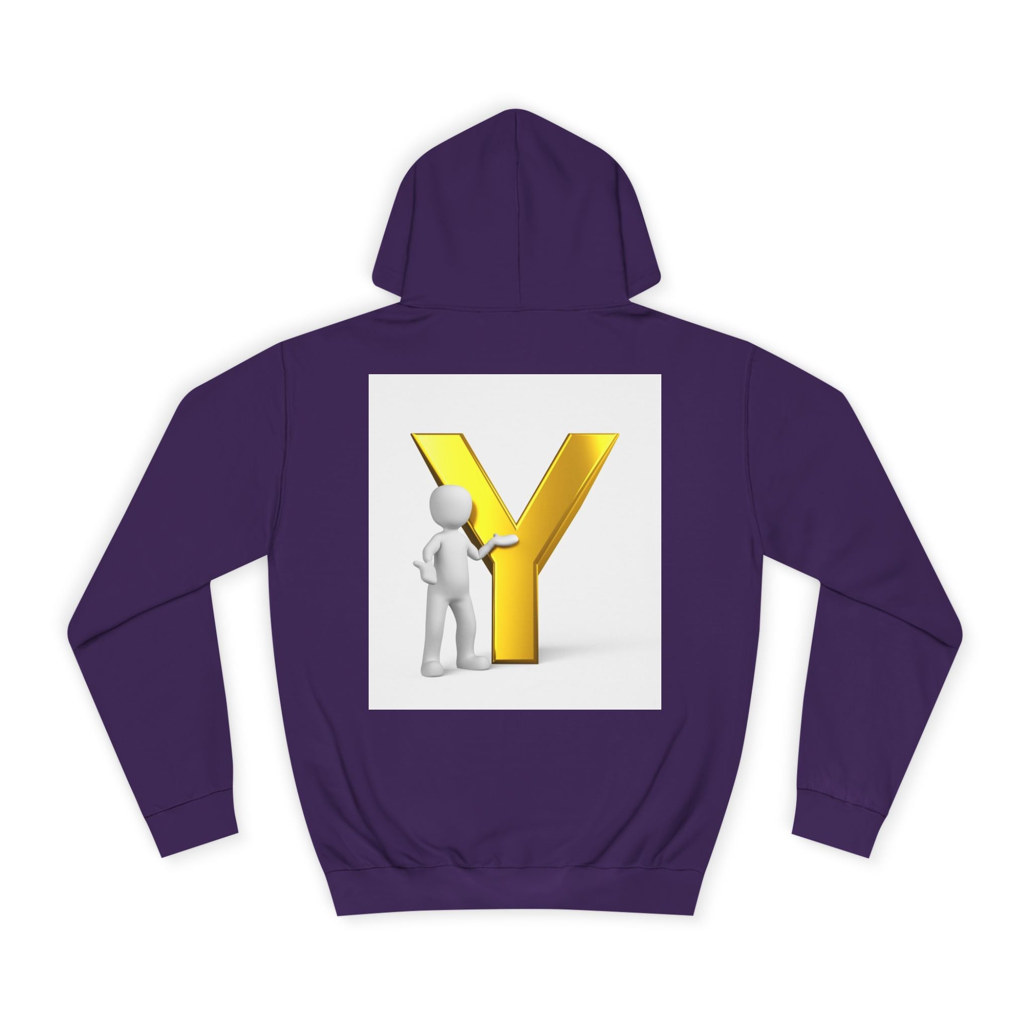 3D Gold Letter Y with Figure Hoodie | Initial Monogram Sweatshirt