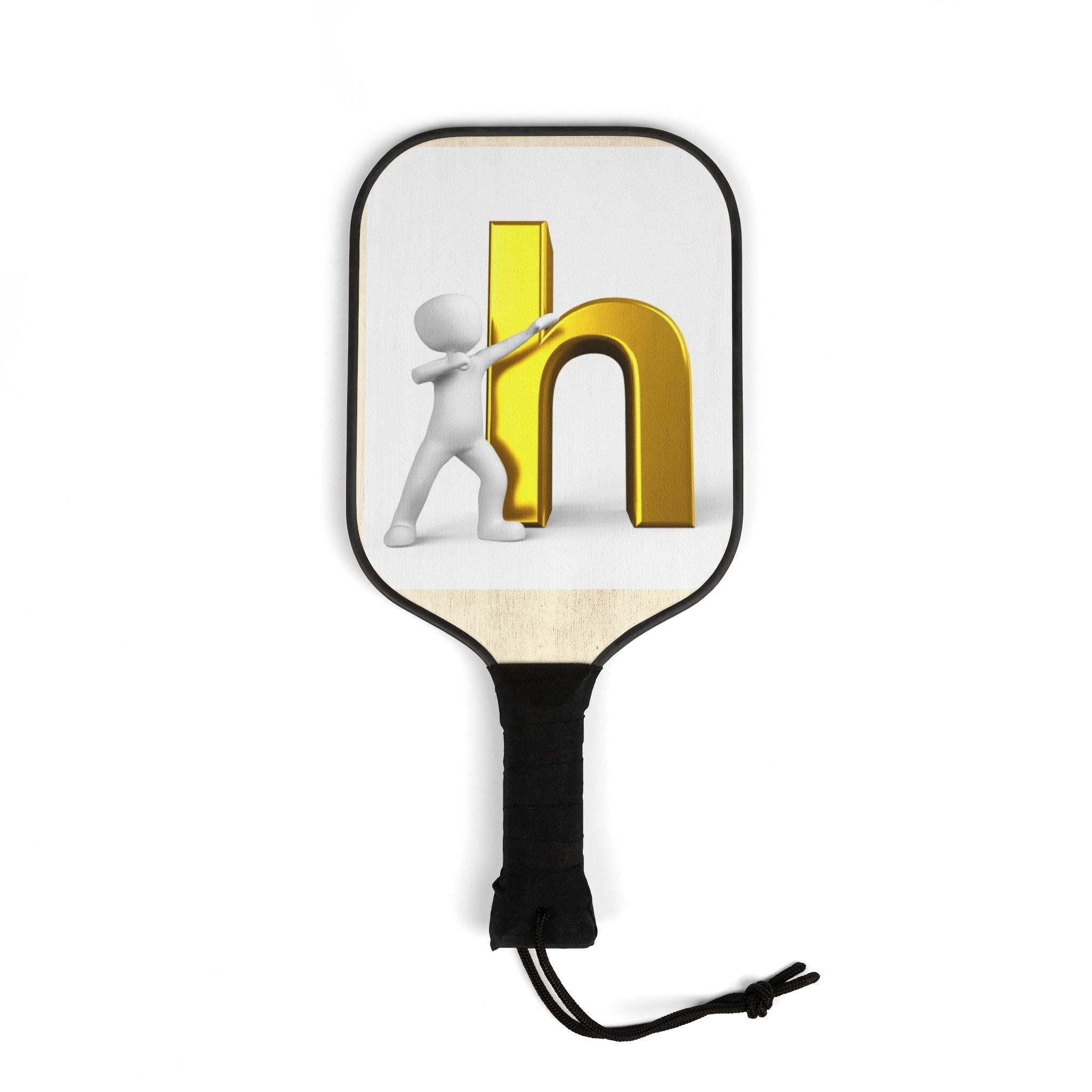 3D Figure Pushing Gold Letter H Pickleball Paddle Kit | Paddle Set with Balls