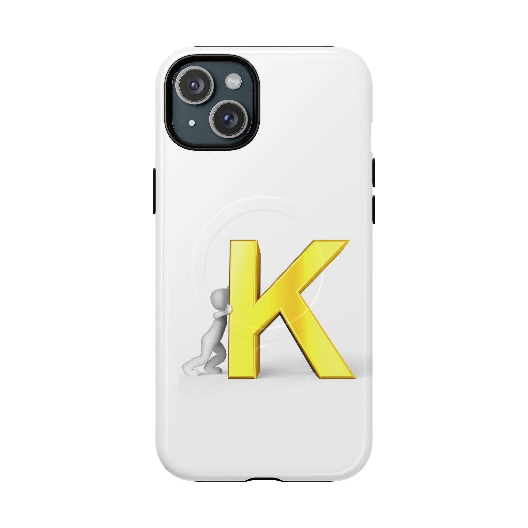Yellow K Letter Phone Case | Tough Magnetic Case, Monogram Initial K