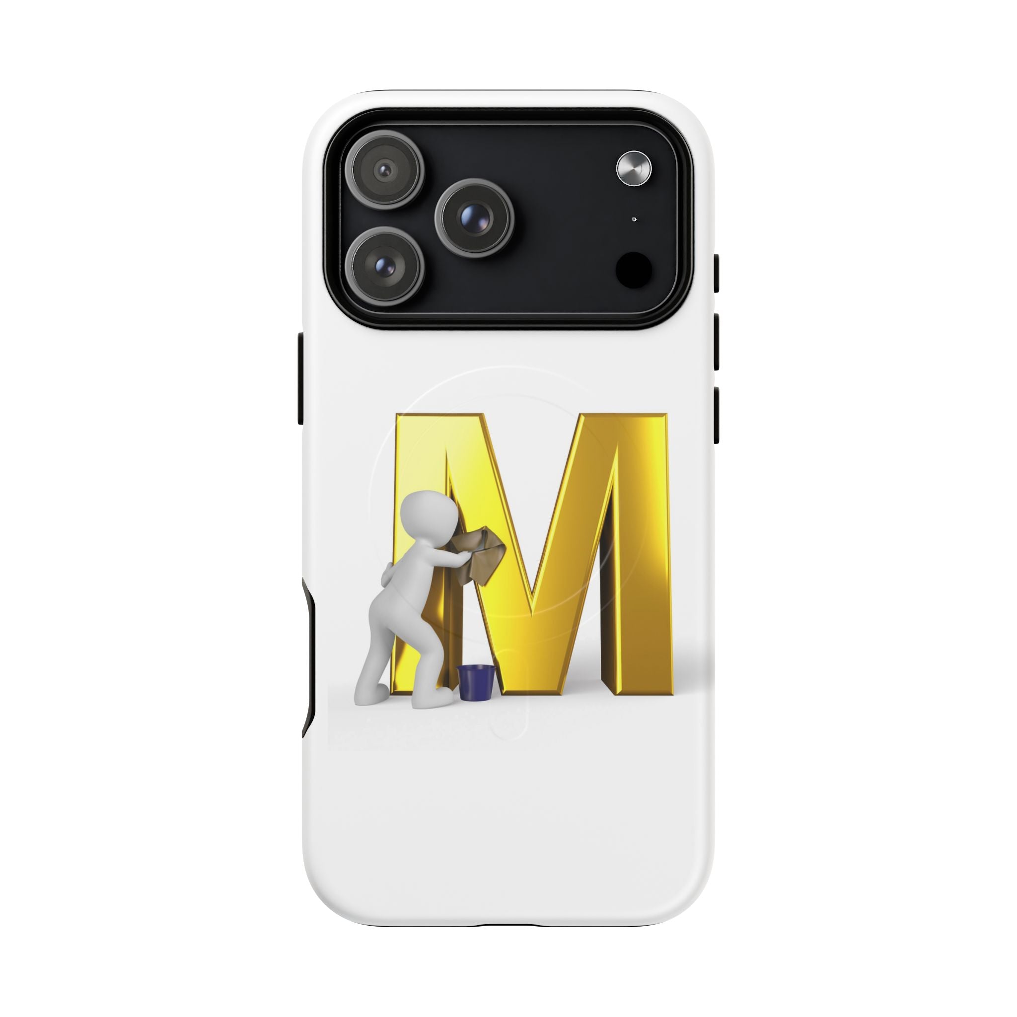 Coque de téléphone aimantée et robuste avec lettre M dorée | Coque magnétique résistante