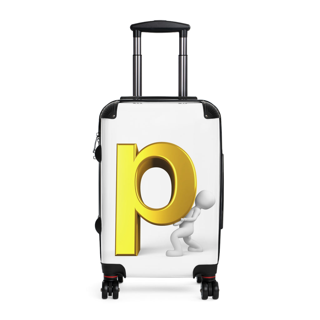 3D Gold Letter P Monogram Suitcase | Personalized Luggage Sticker Decal
