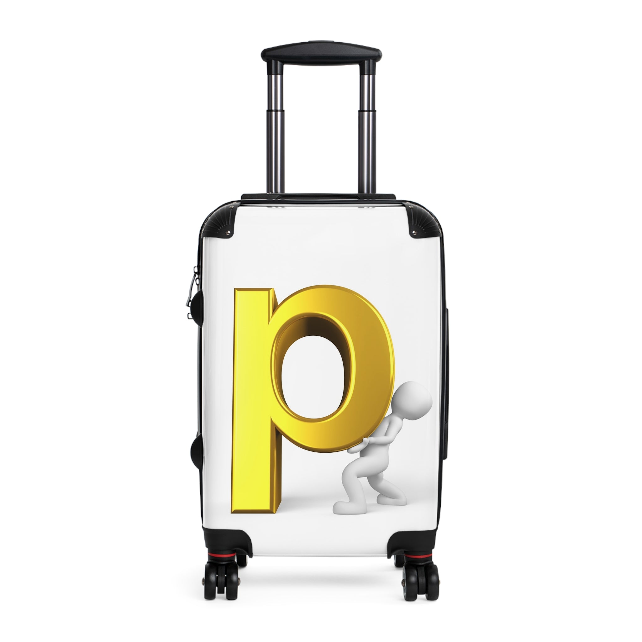 3D Gold Letter P Monogram Suitcase | Personalized Luggage Sticker Decal