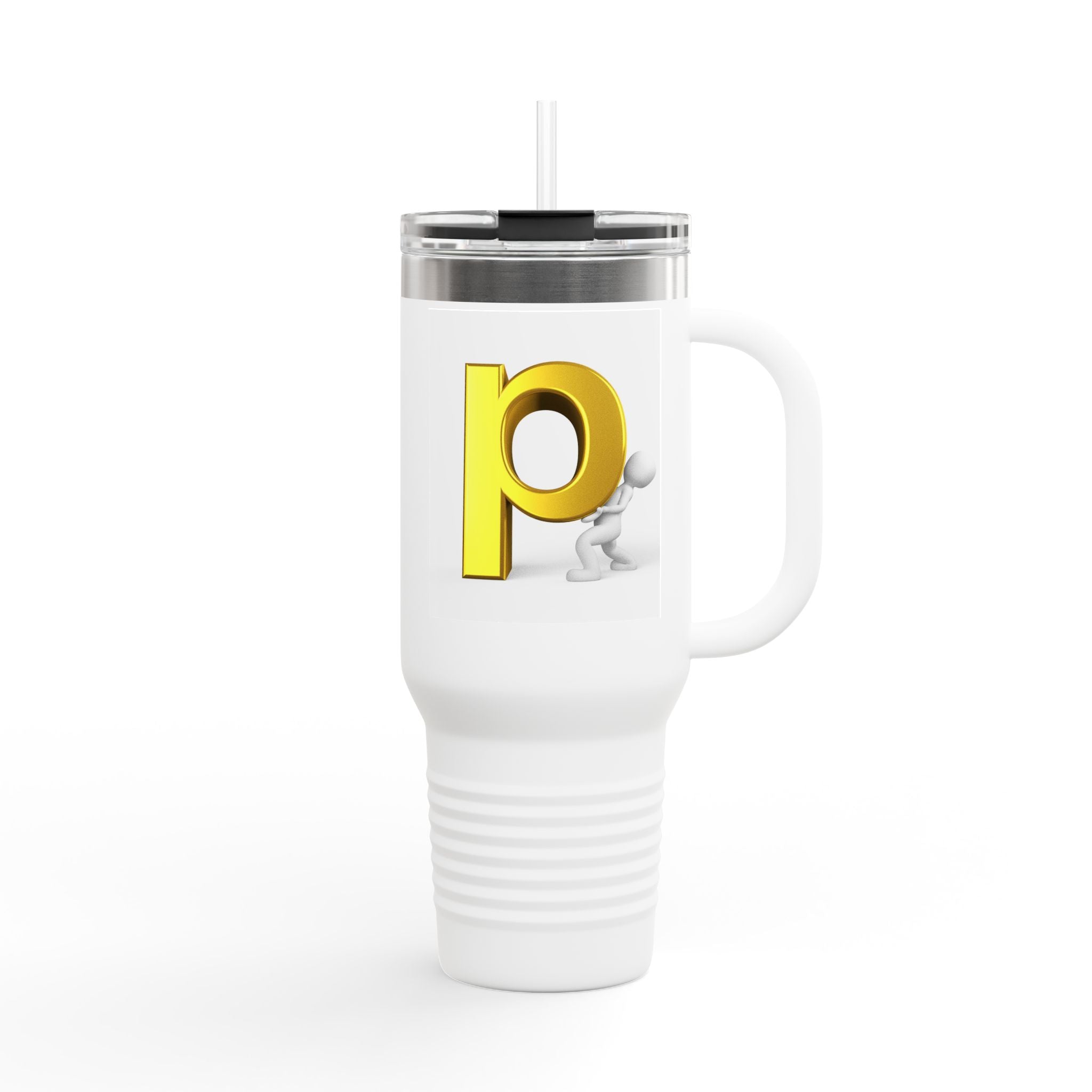 Yellow 3D Letter P Monogram Tumbler 40oz Travel Mug