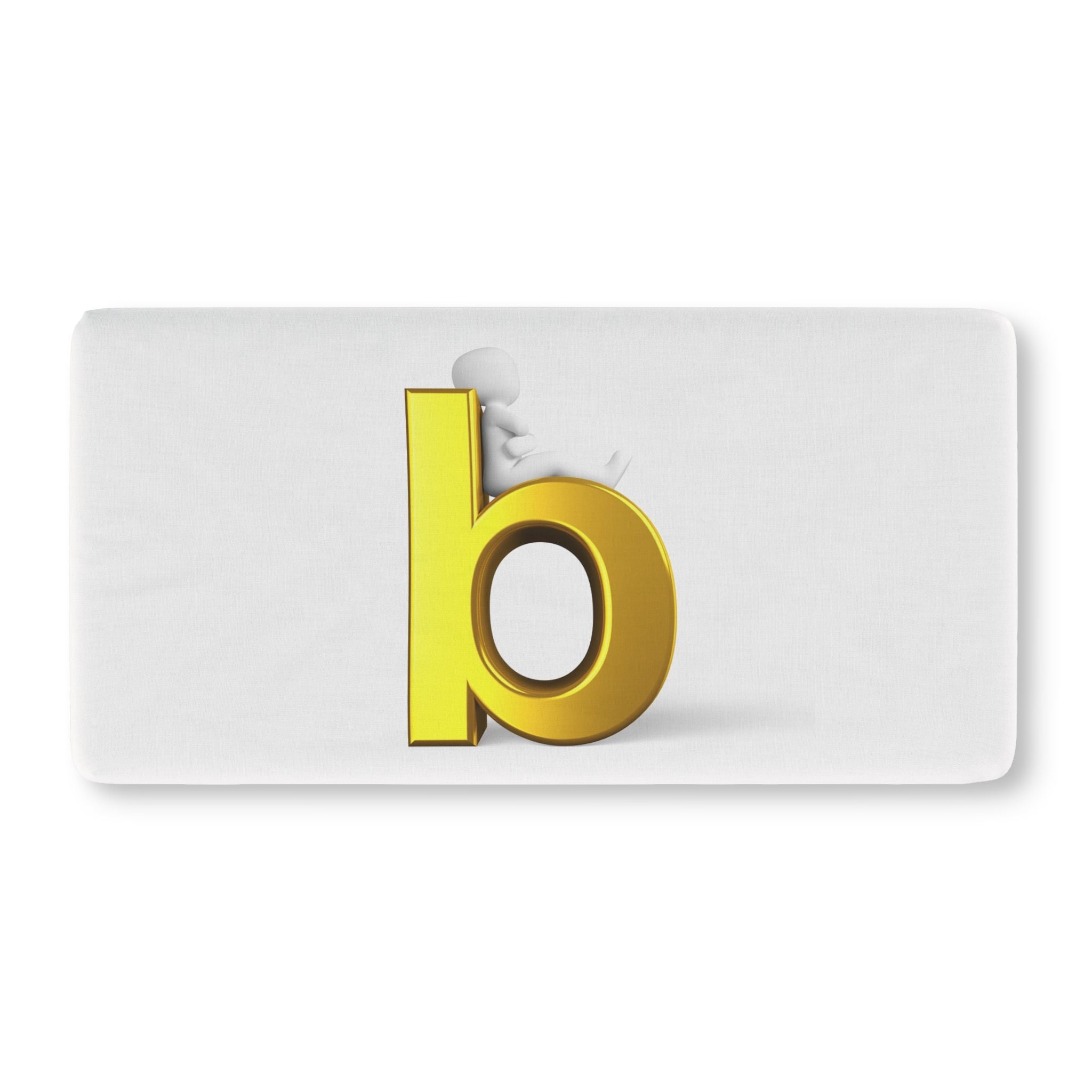 Drap-housse de berceau ajusté pour bébé, lettre b dorée | Parure de lit monogramme