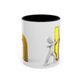 3D Stick Figure Pushing Gold Letter h Mug | Accent Coffee Mug 11/15oz