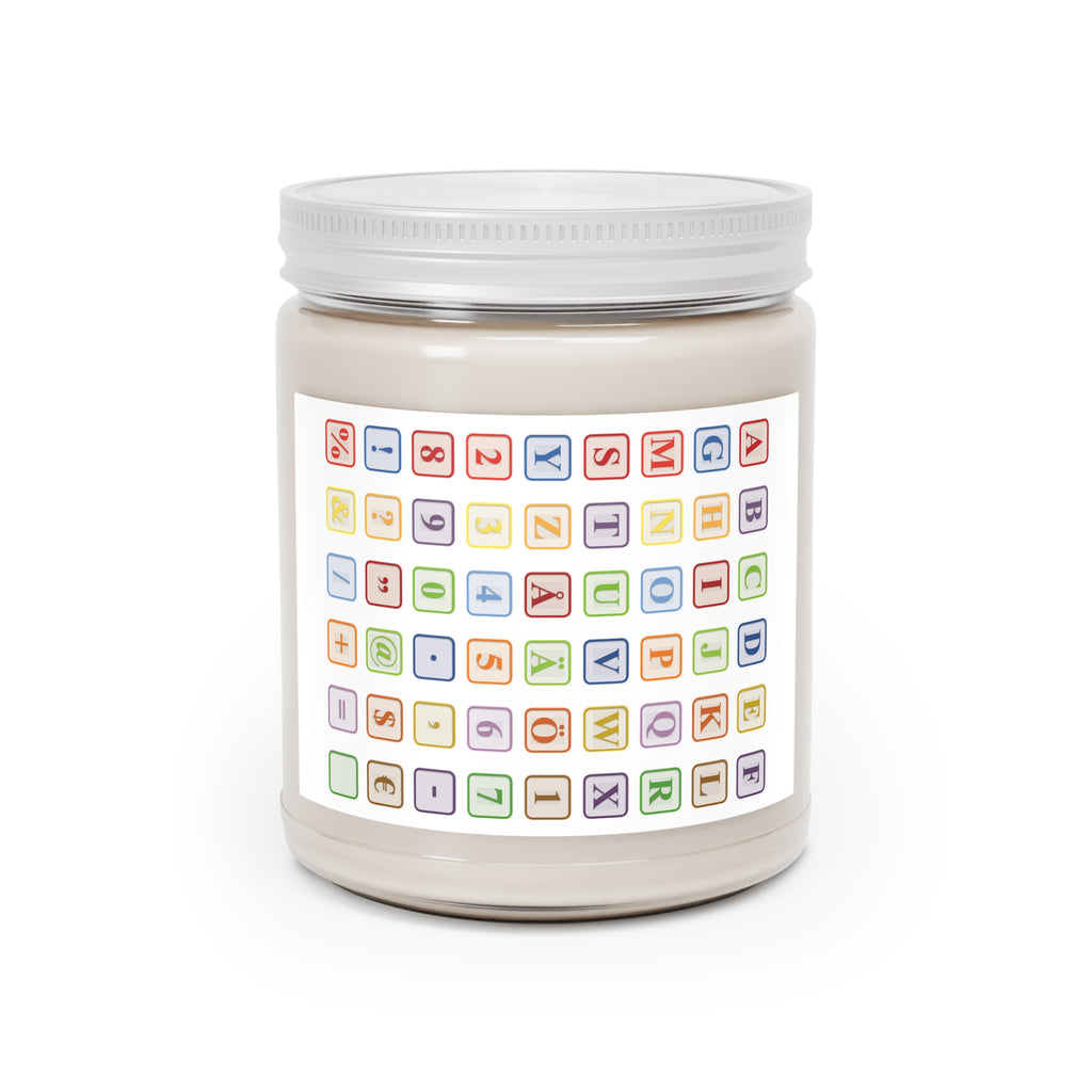 Alphabet Blocks Pattern Candle | Soy Jar Candle 9oz | White Lid