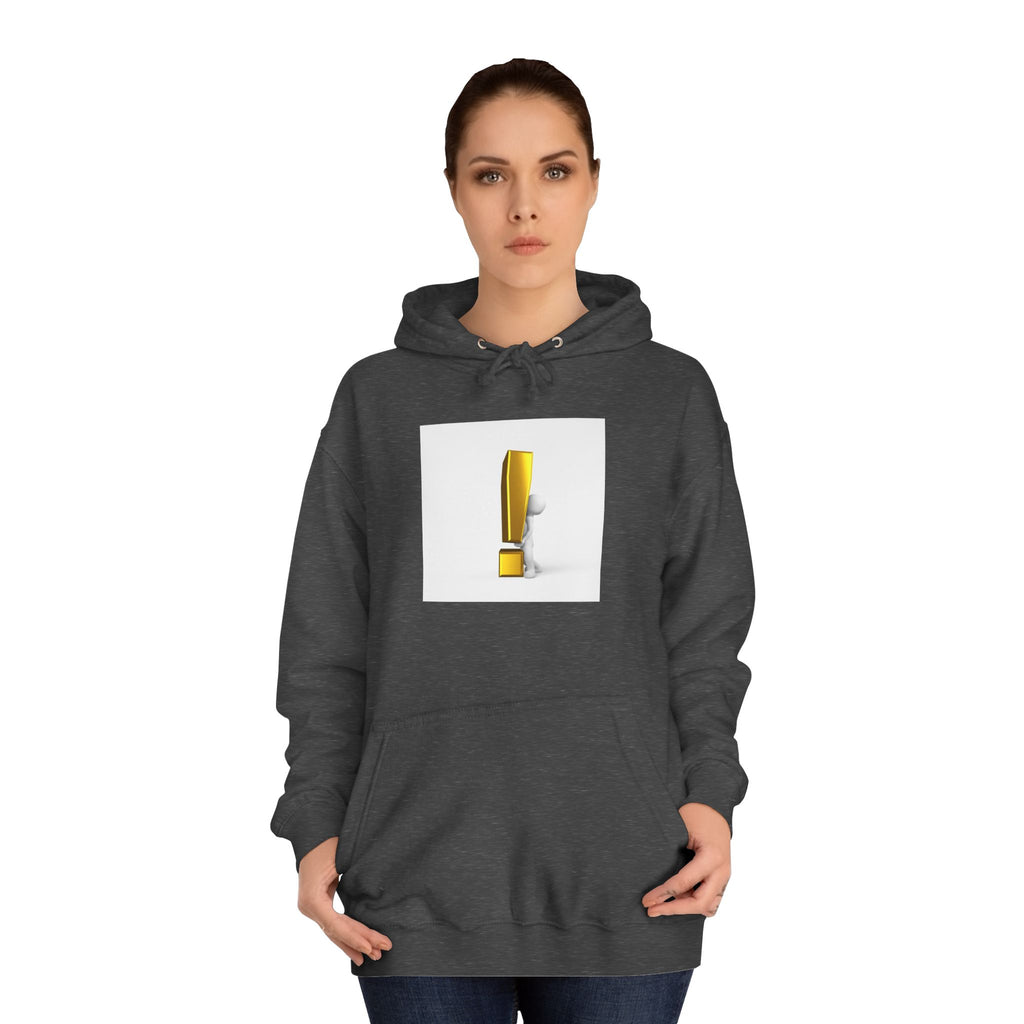 Gold Exclamation Mark Hoodie | Minimal Symbol Sweatshirt