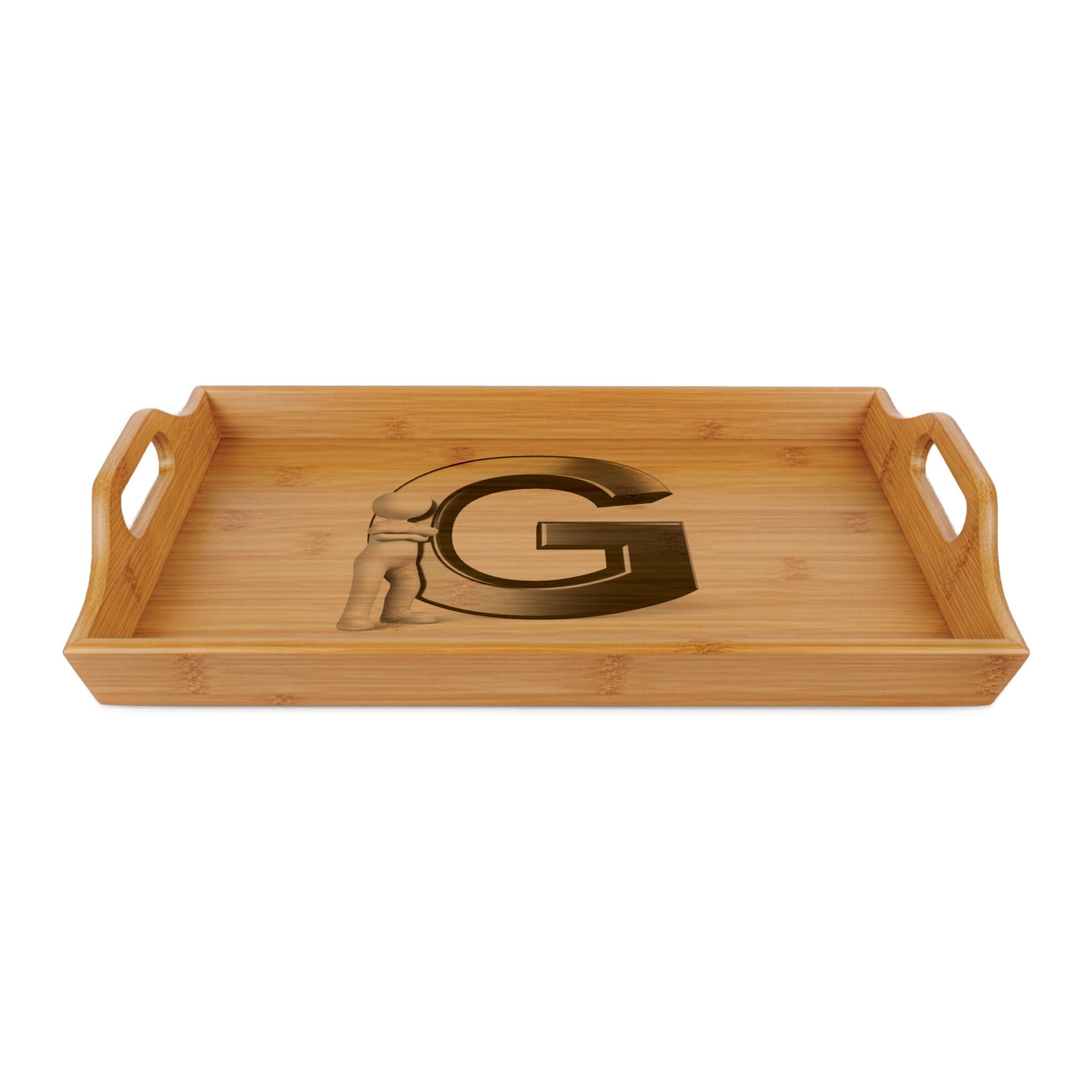 Monogram G Bamboo Serving Tray | Engraved Initial Letter G