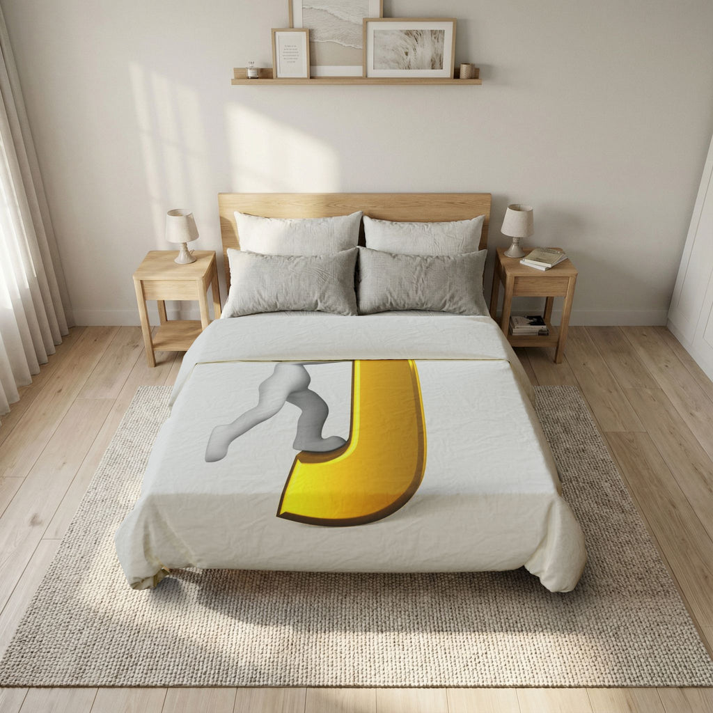 Gold Letter J Initial Duvet Cover | Monogram Bedding