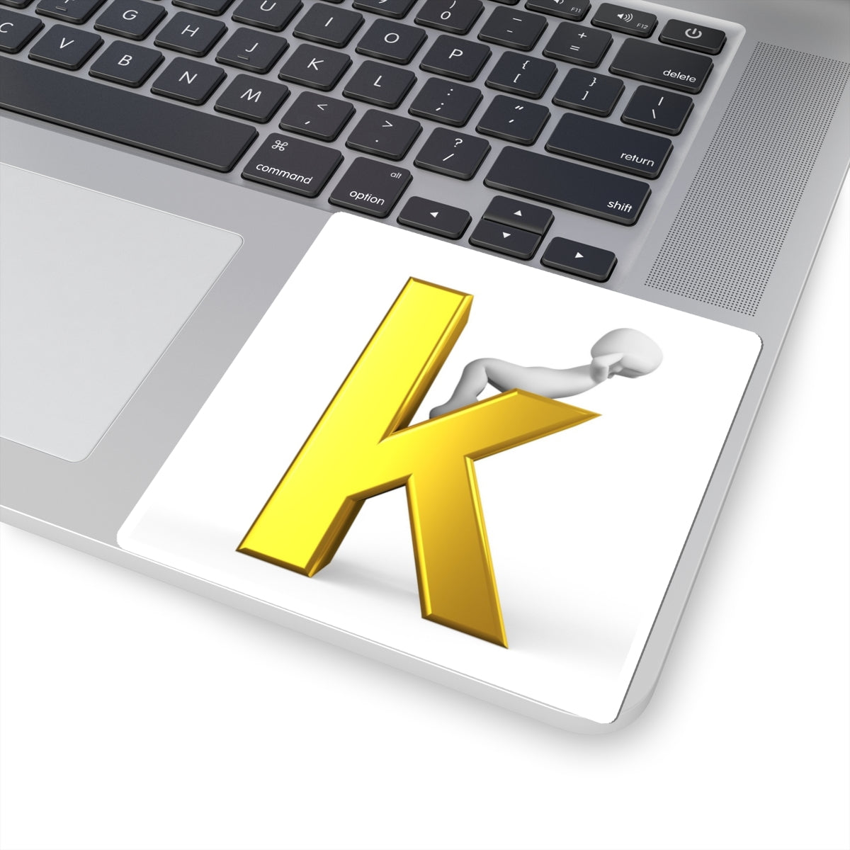 Gold Letter K with 3D Figure Sticker | Kiss-Cut Sticker