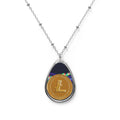 Oval Litcoin Pendant Necklace — Retro Holographic Medallion Teardrop Jewelry