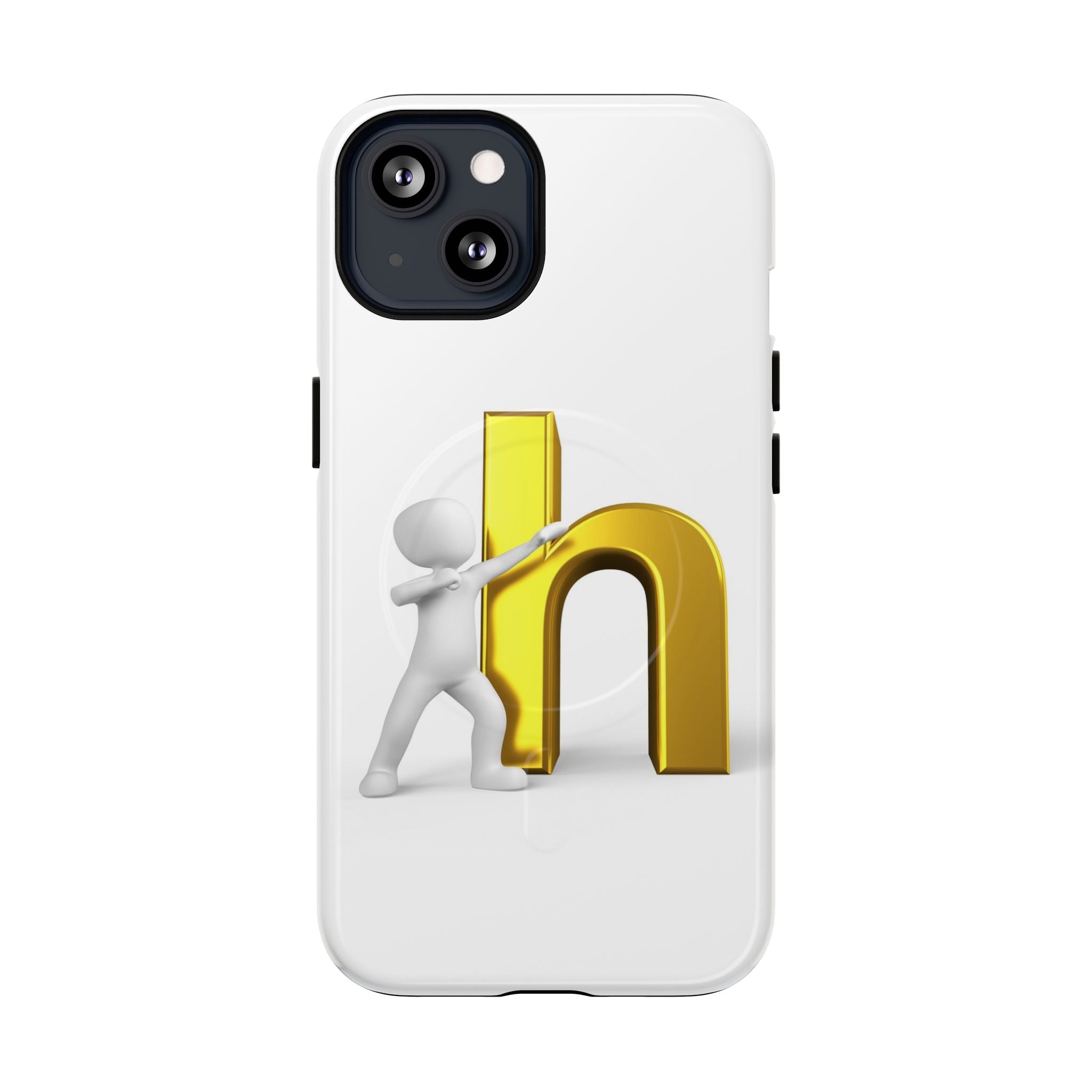 Coque de téléphone 3D avec lettre H dorée poussée | Coque magnétique robuste