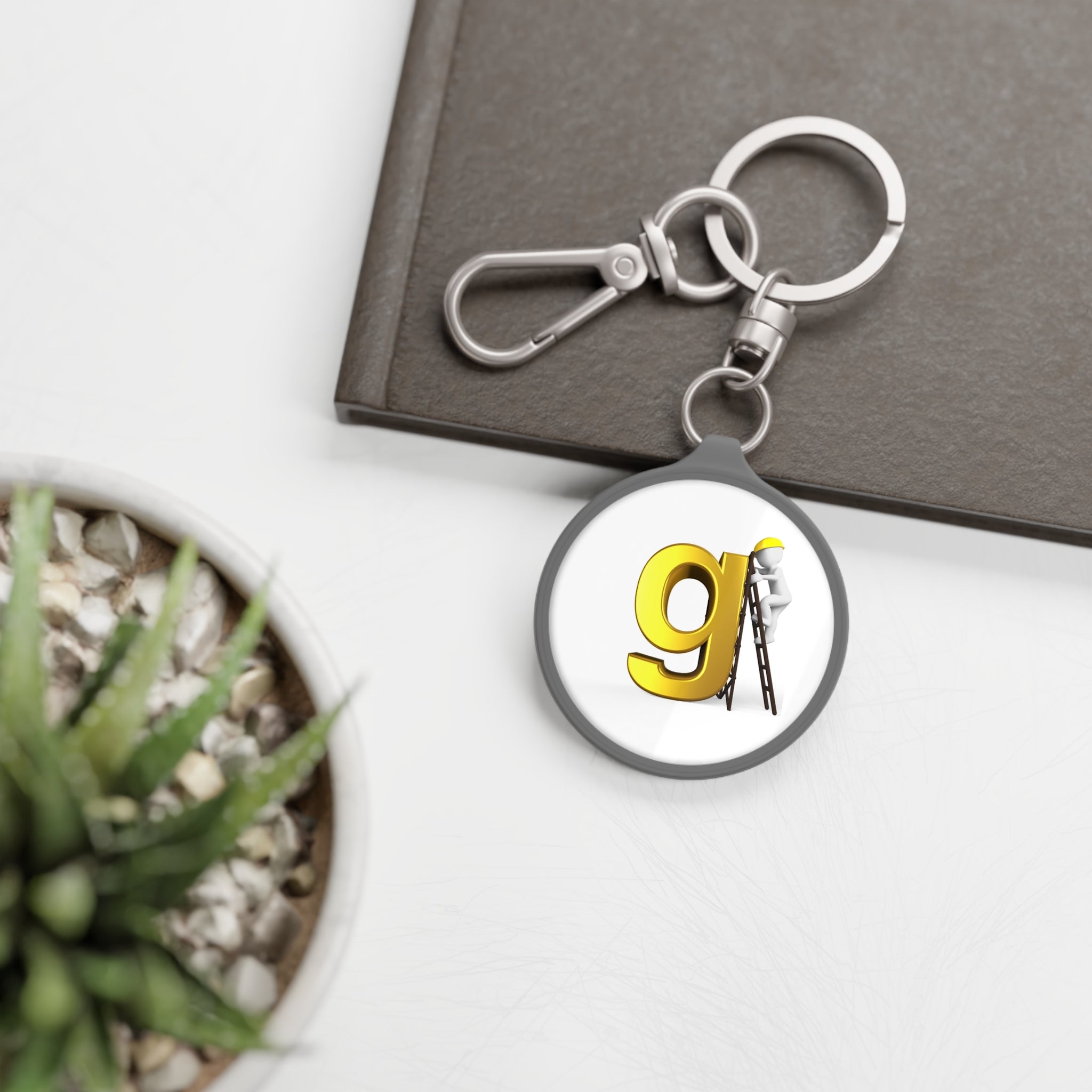 Letter G Builder Keyring Tag | Construction Worker Graphic Keychain