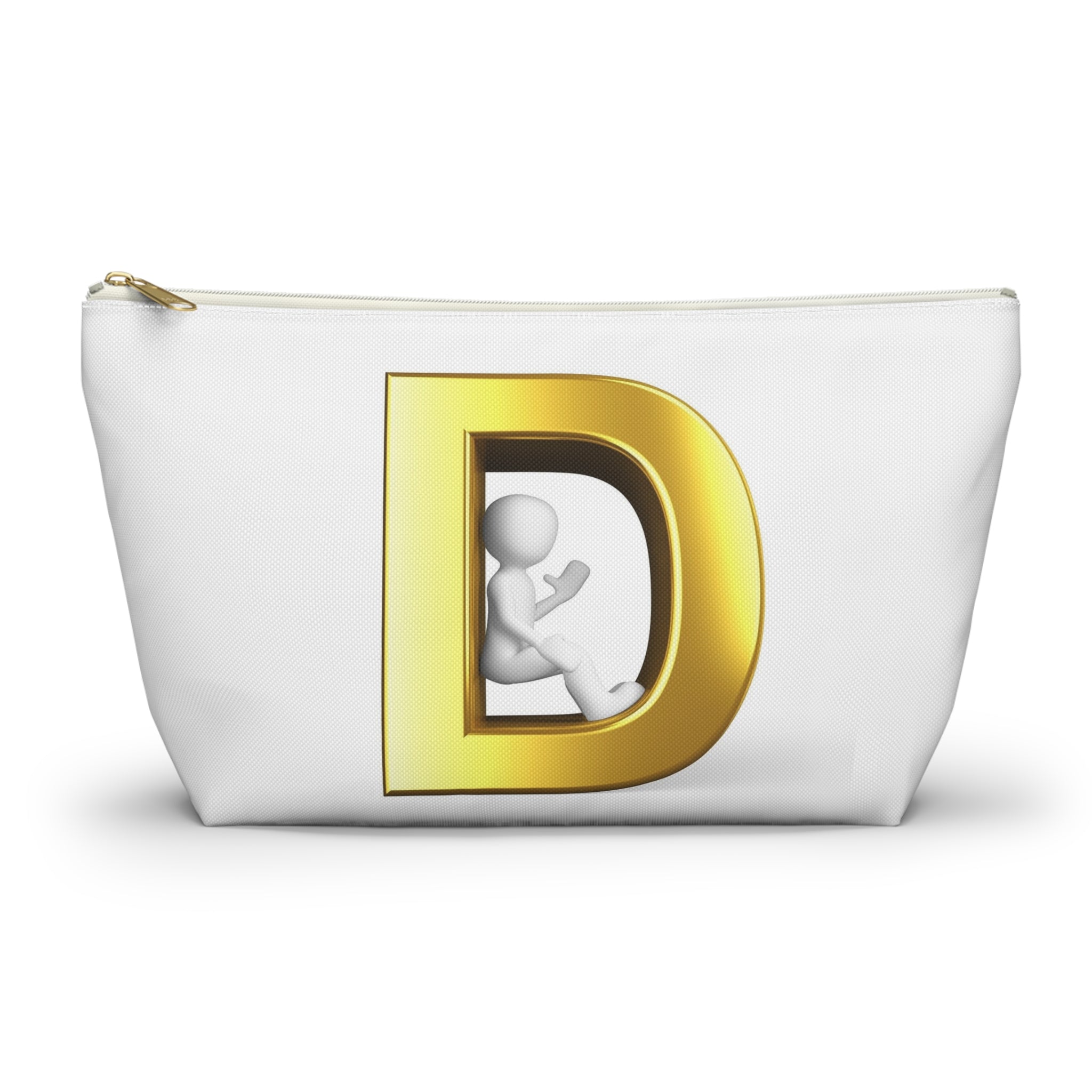 Gold Letter D with 3D Figure Accessory Pouch