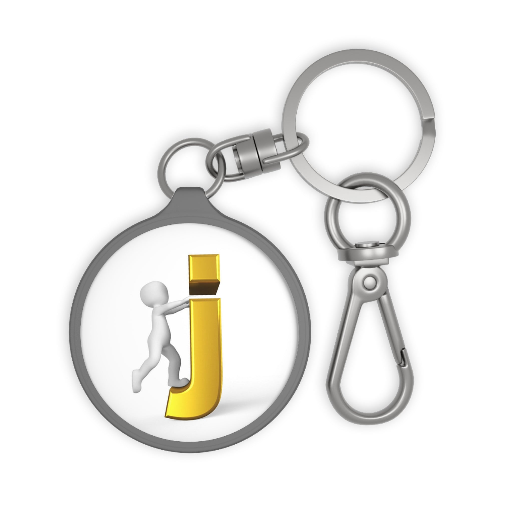 Golden Letter J Keyring Tag | Initial Monogram Keychain