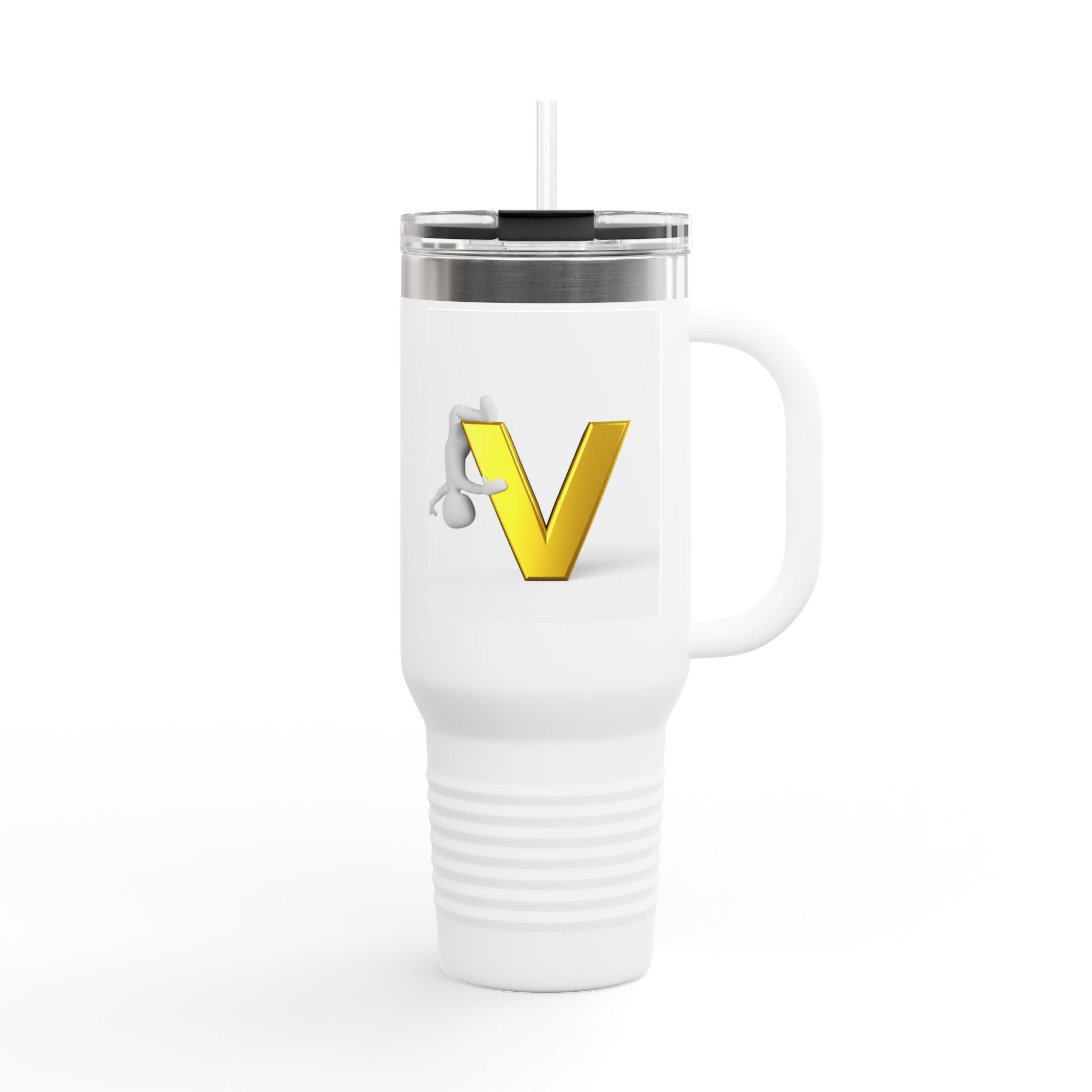 Gold Letter V Monogram Travel Mug | 40oz Insulated Tumbler