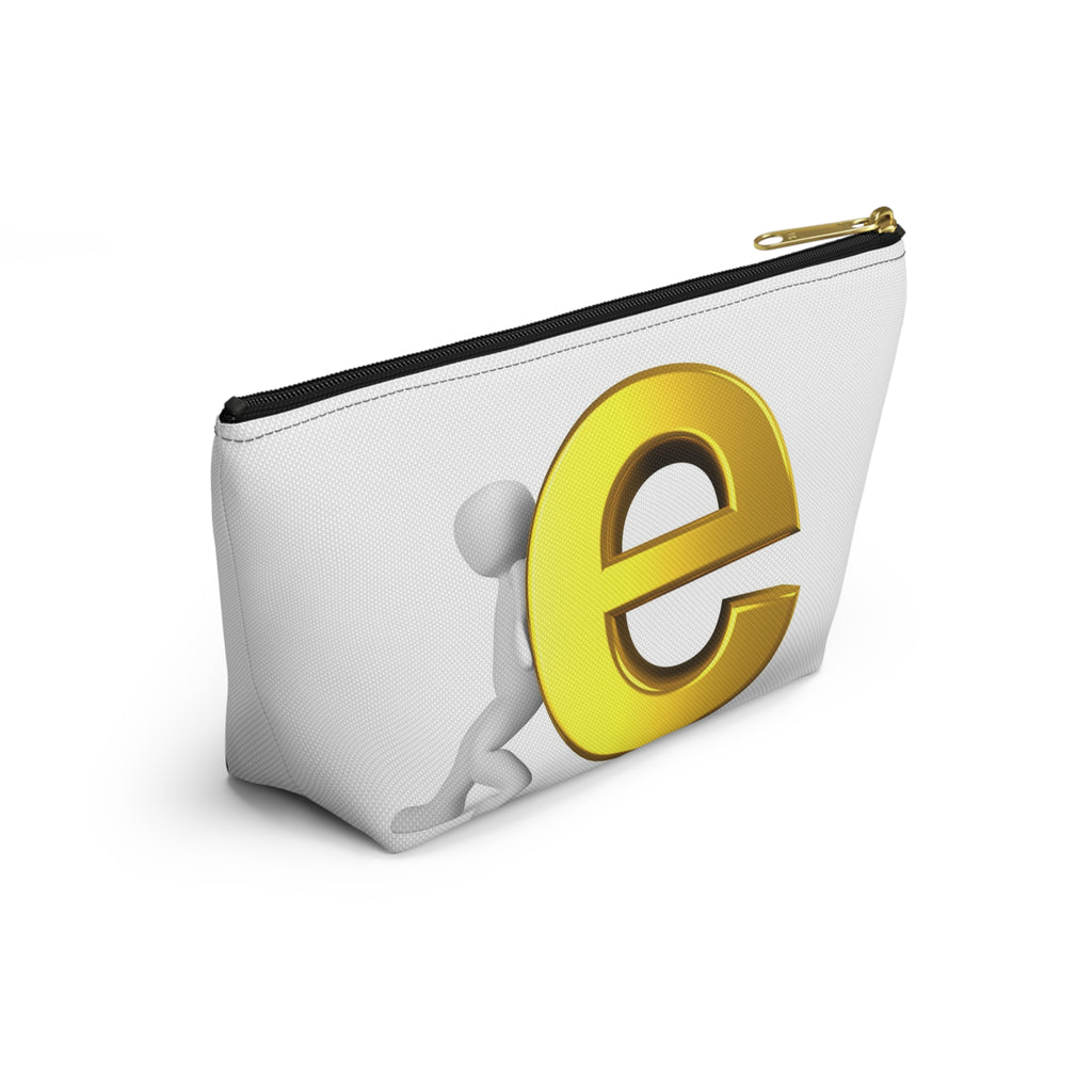 Gold Letter E Graphic Accessory Pouch | T-Bottom Zipper Pouch