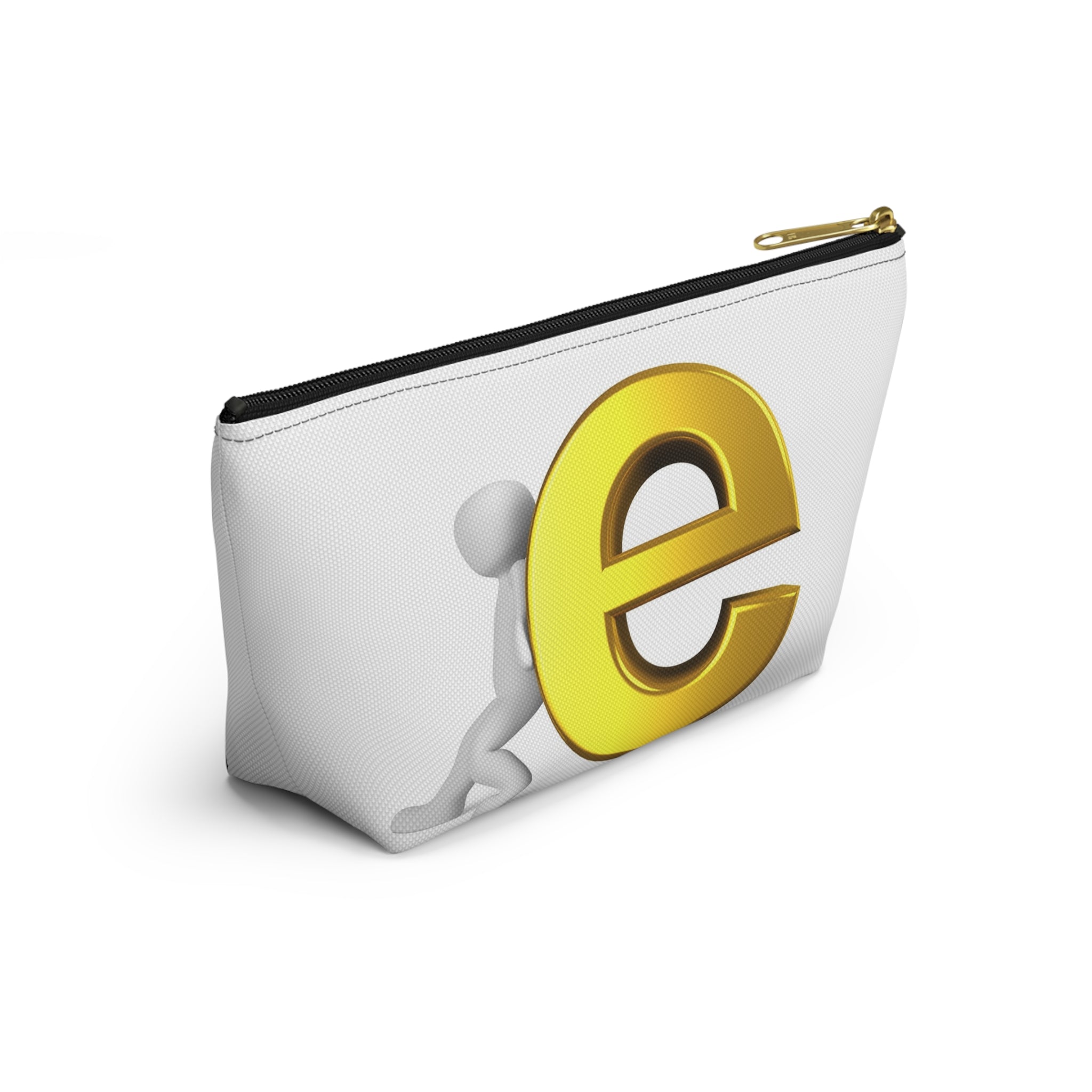 Gold Letter E Graphic Accessory Pouch | T-Bottom Zipper Pouch