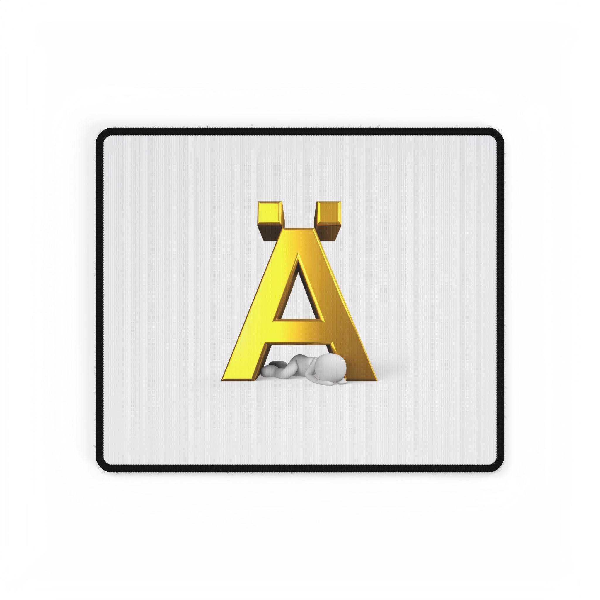 Gold Ä Letter Design Desk Mat | Typographic Keyboard Mouse Pad