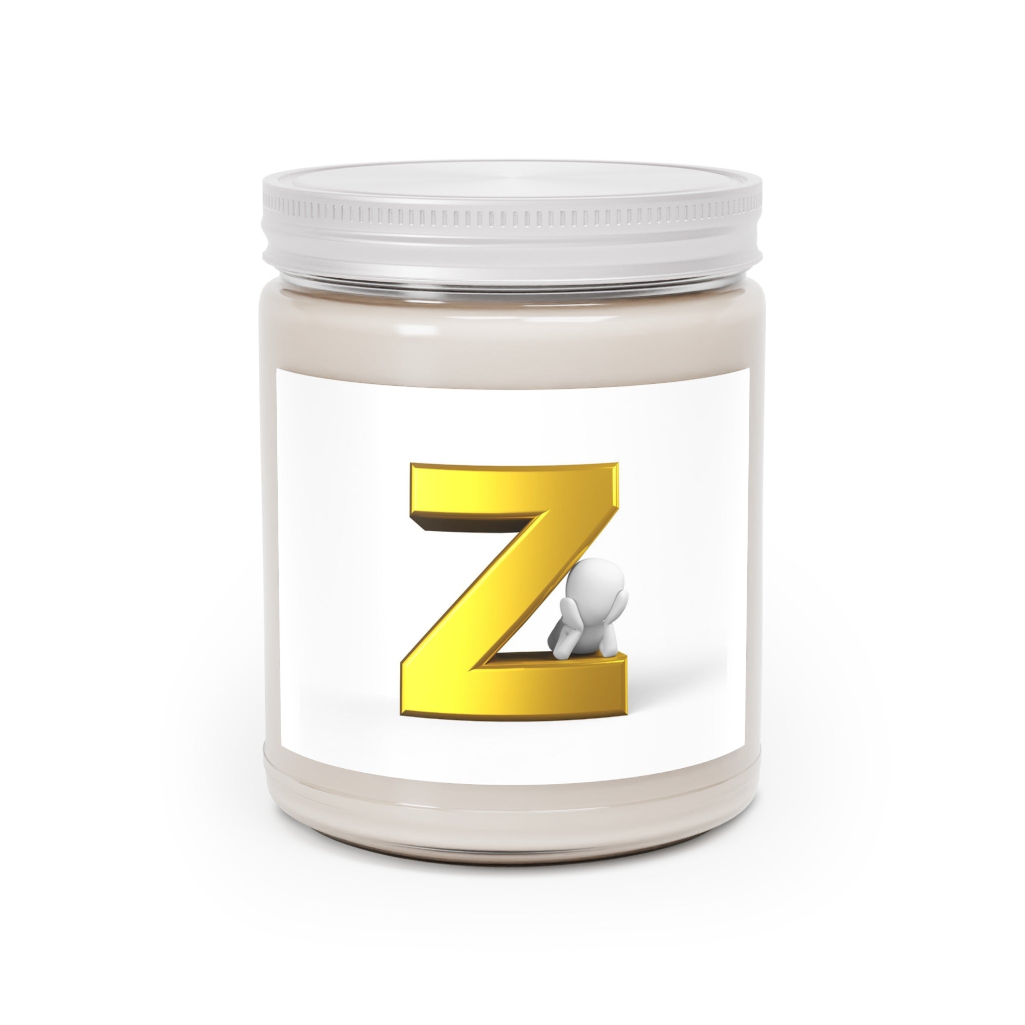 Gold Letter Z Initial Candle 9oz Soy Candle | White Lid