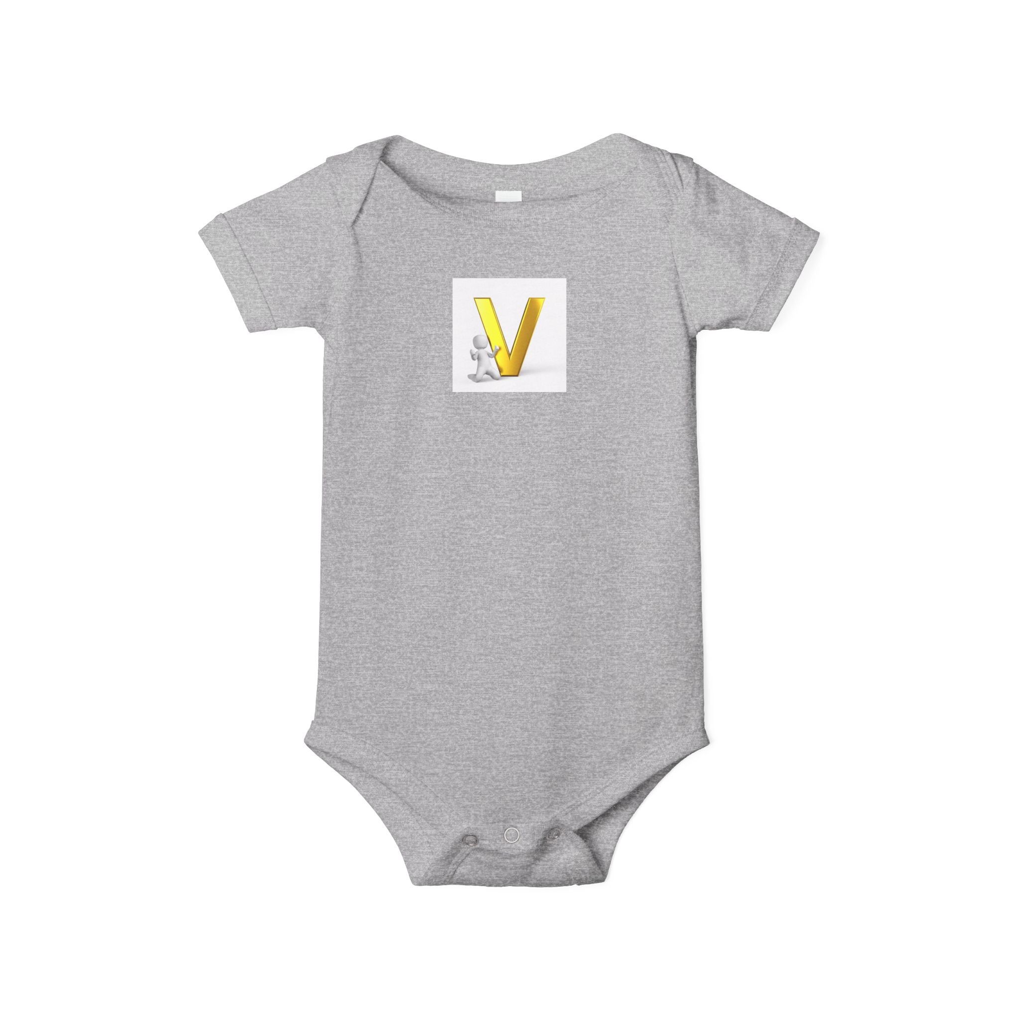 Gold Letter V Baby Bodysuit | Cute Bunny Initial Onesie