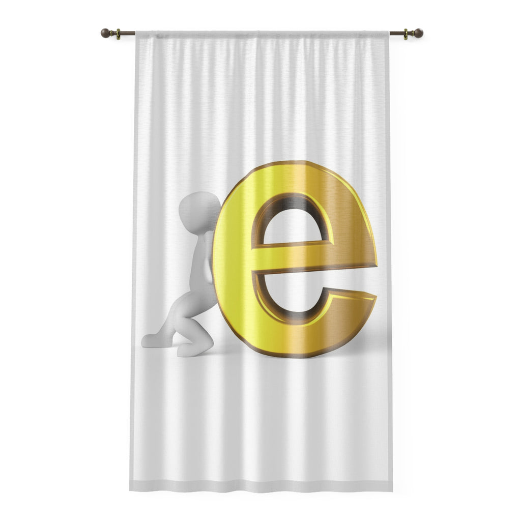 Gold Letter E design Window Curtain | Monogram Initial Home Décor
