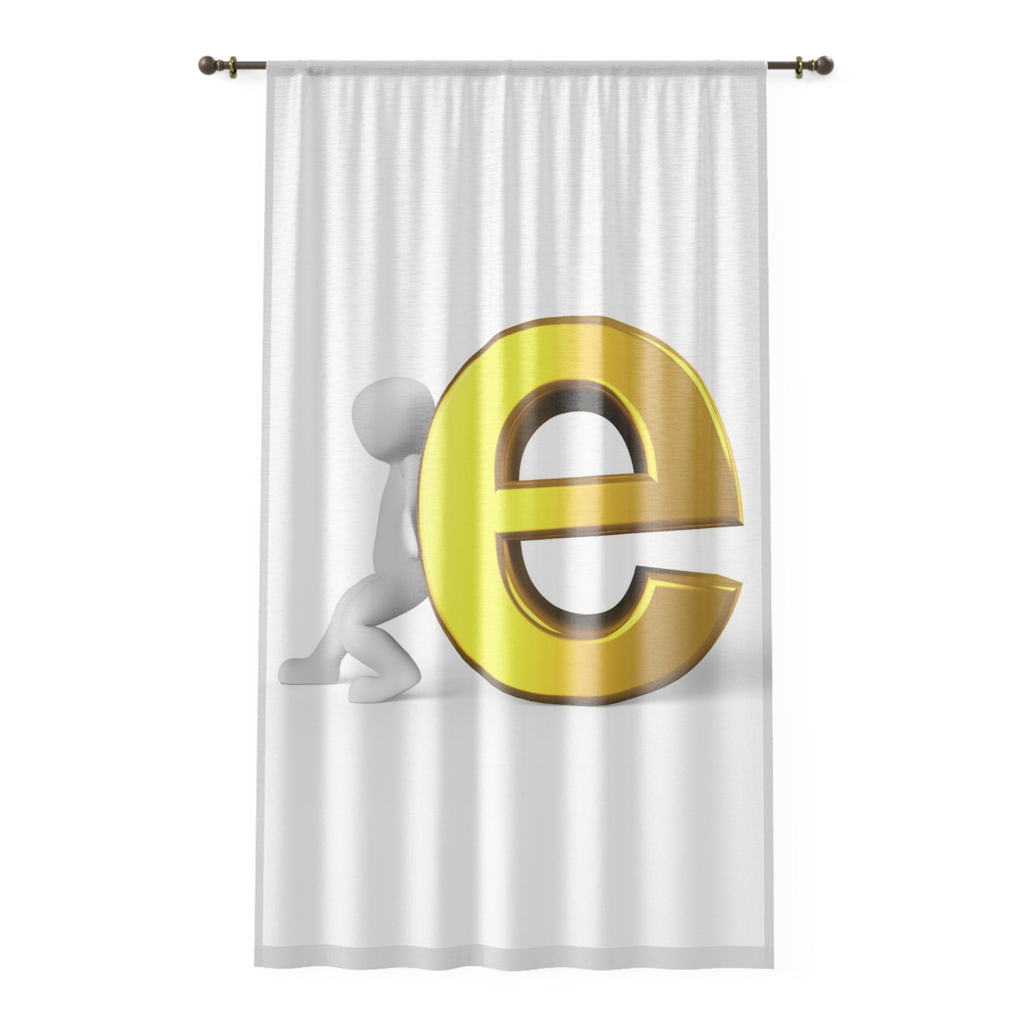 Gold Letter E design Window Curtain | Monogram Initial Home Décor