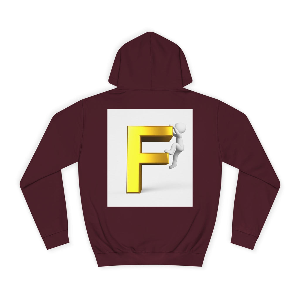 3D Gold Letter F Hoodie | Climbing Figurine Letterman Style