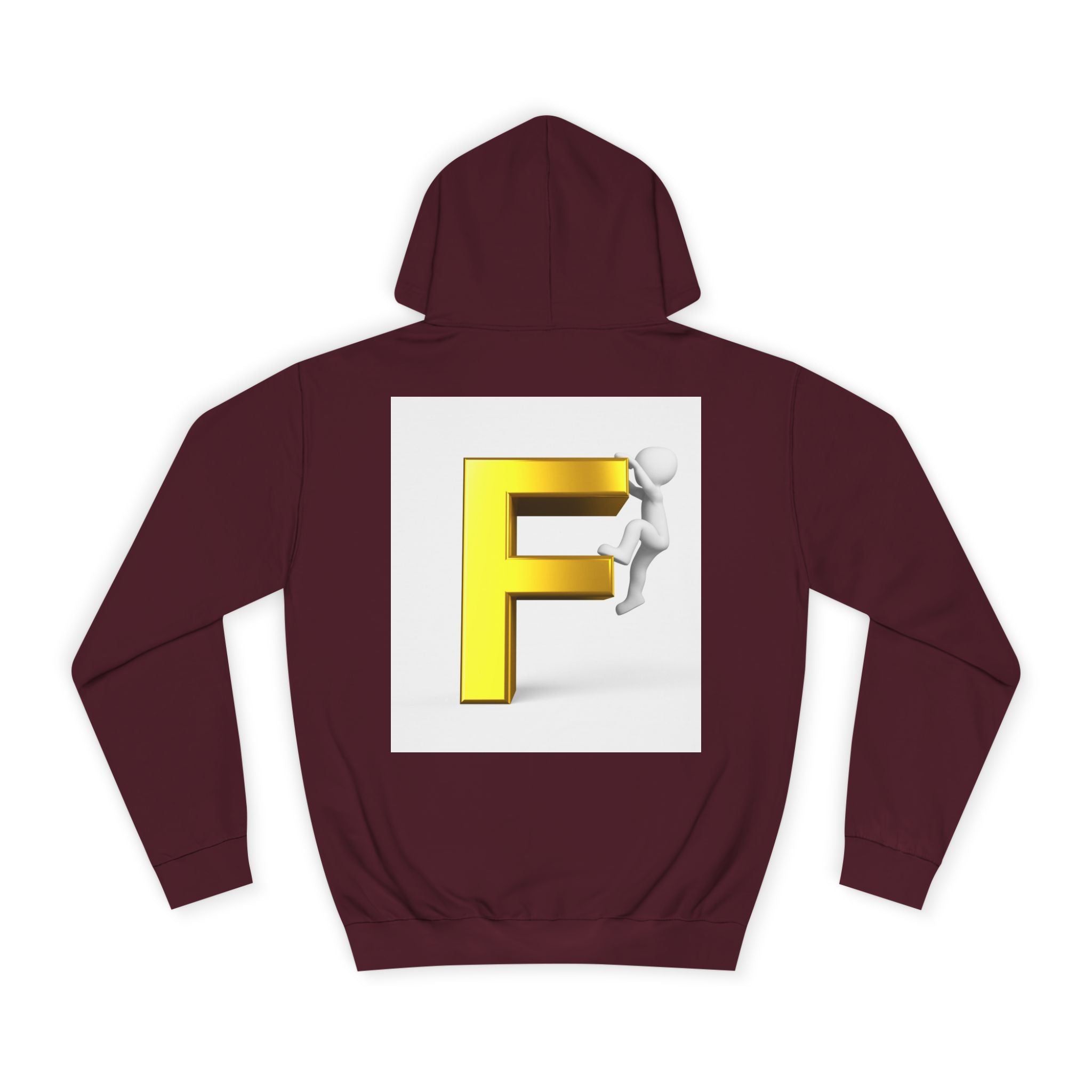 3D Gold Letter F Hoodie | Climbing Figurine Letterman Style