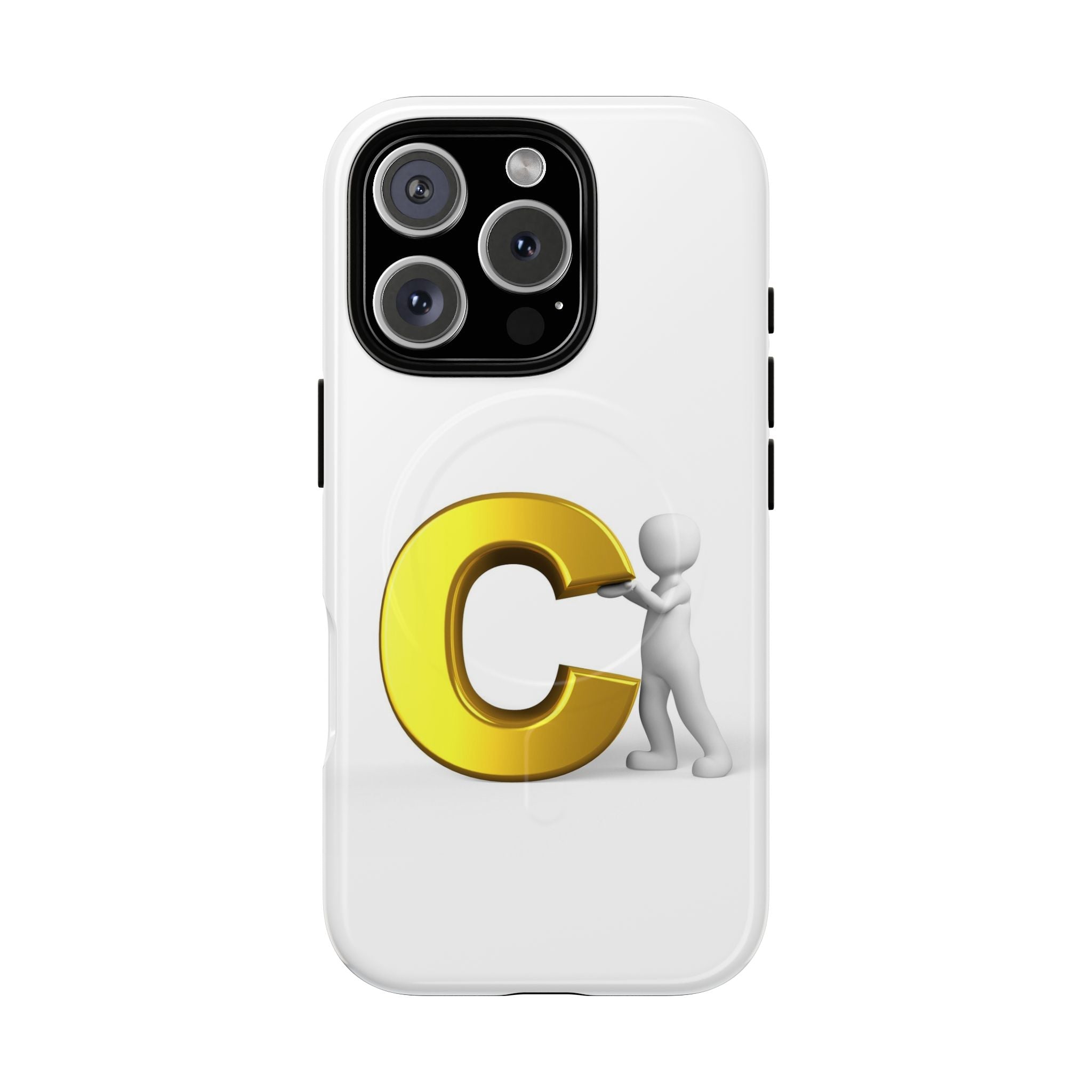 Coque de téléphone Monogramme Lettre C Dorée | Coque magnétique robuste